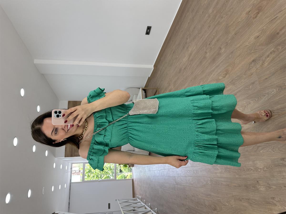 Madonna Yaka Fisto Elbise-Yeşil