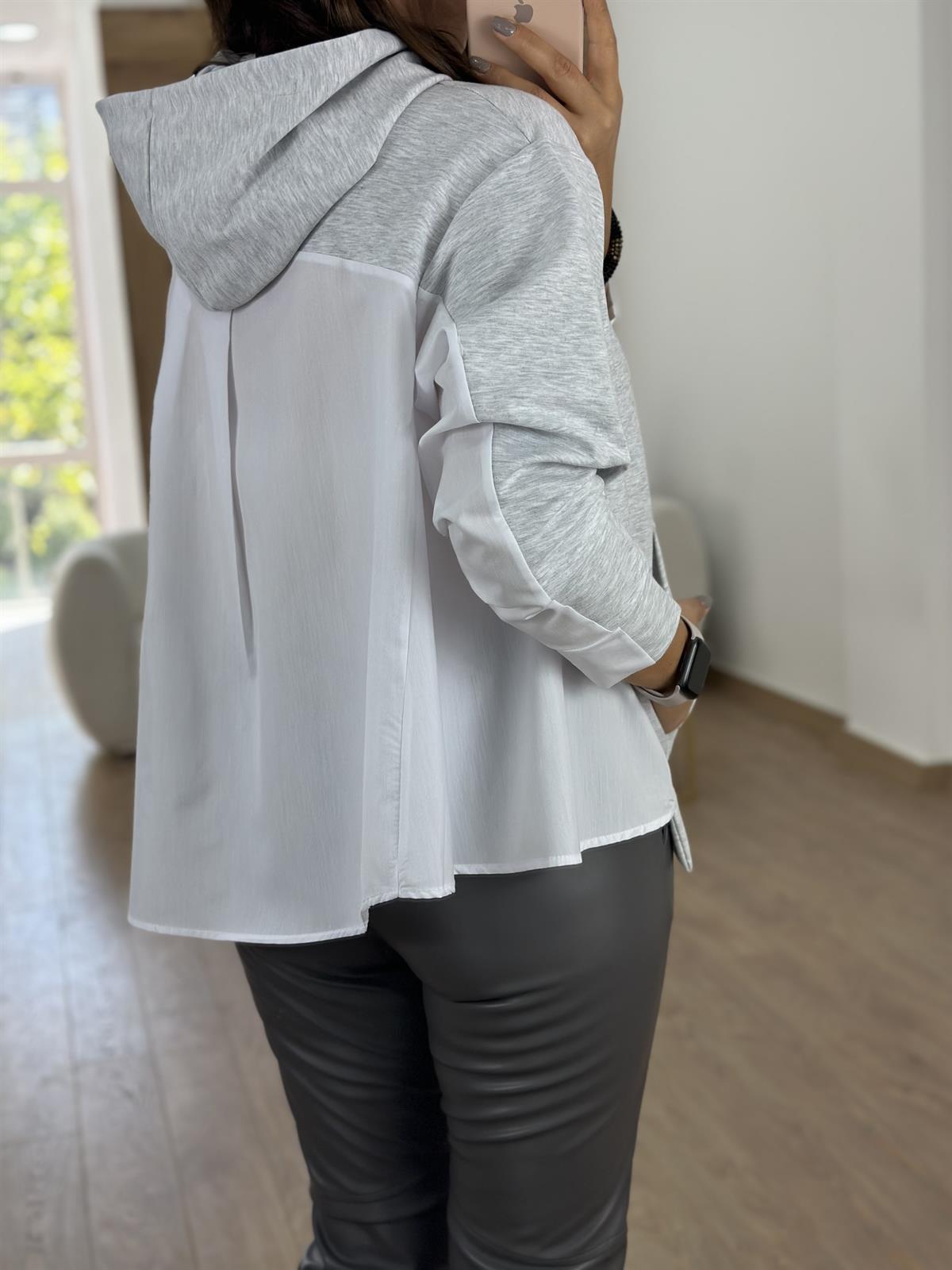 Marka Model Arkası Poplin Sweatshirt - Gri