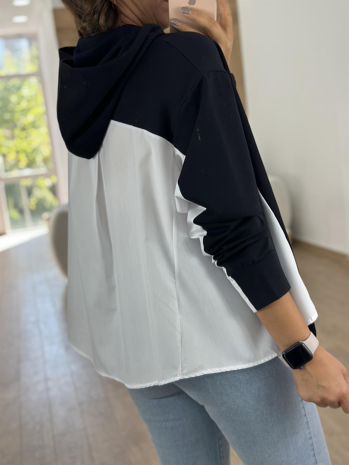 Marka Model Arkası Poplin Sweatshirt- Lacivert