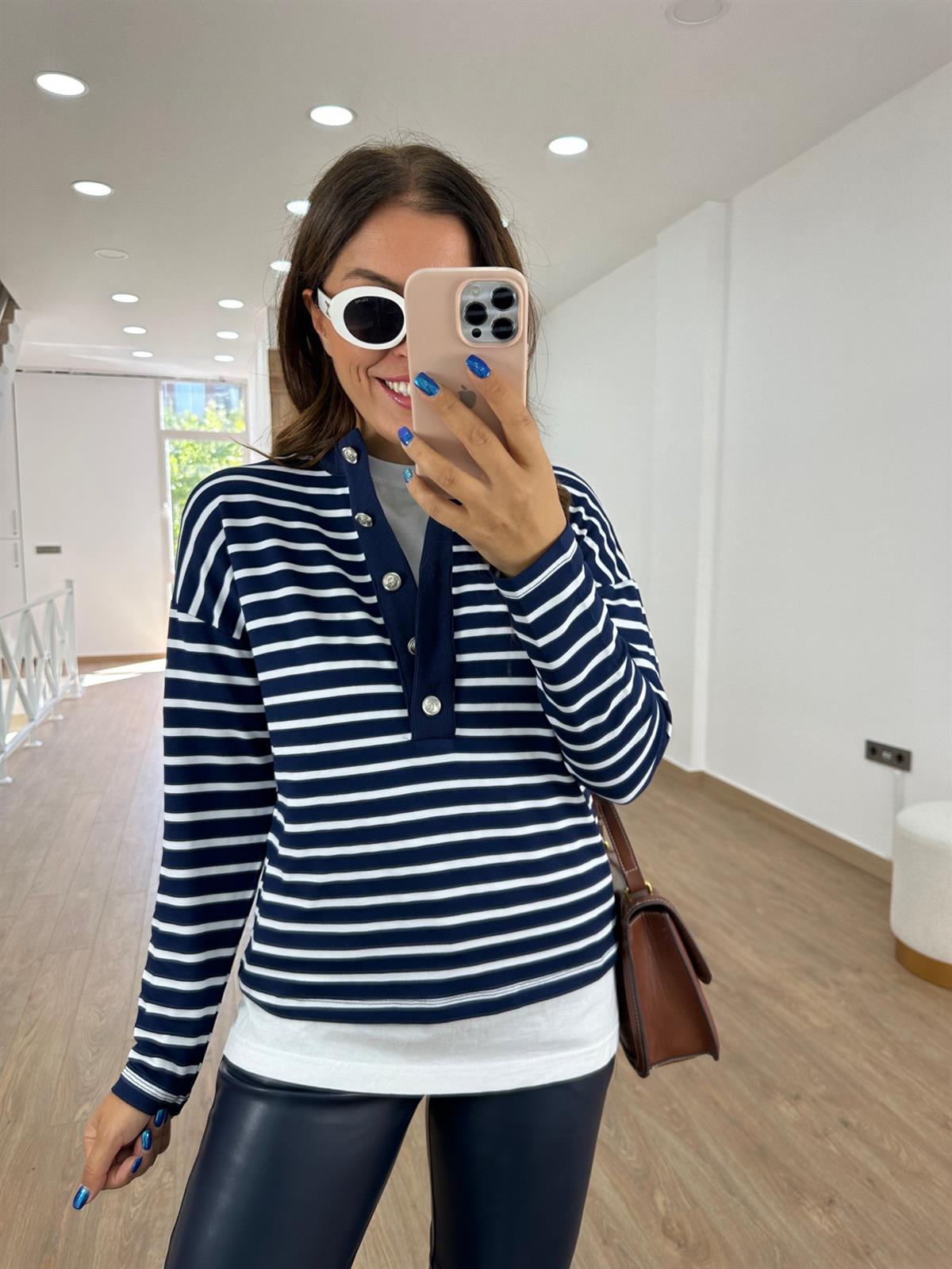 Marka Model Çizgili İnce Sweat