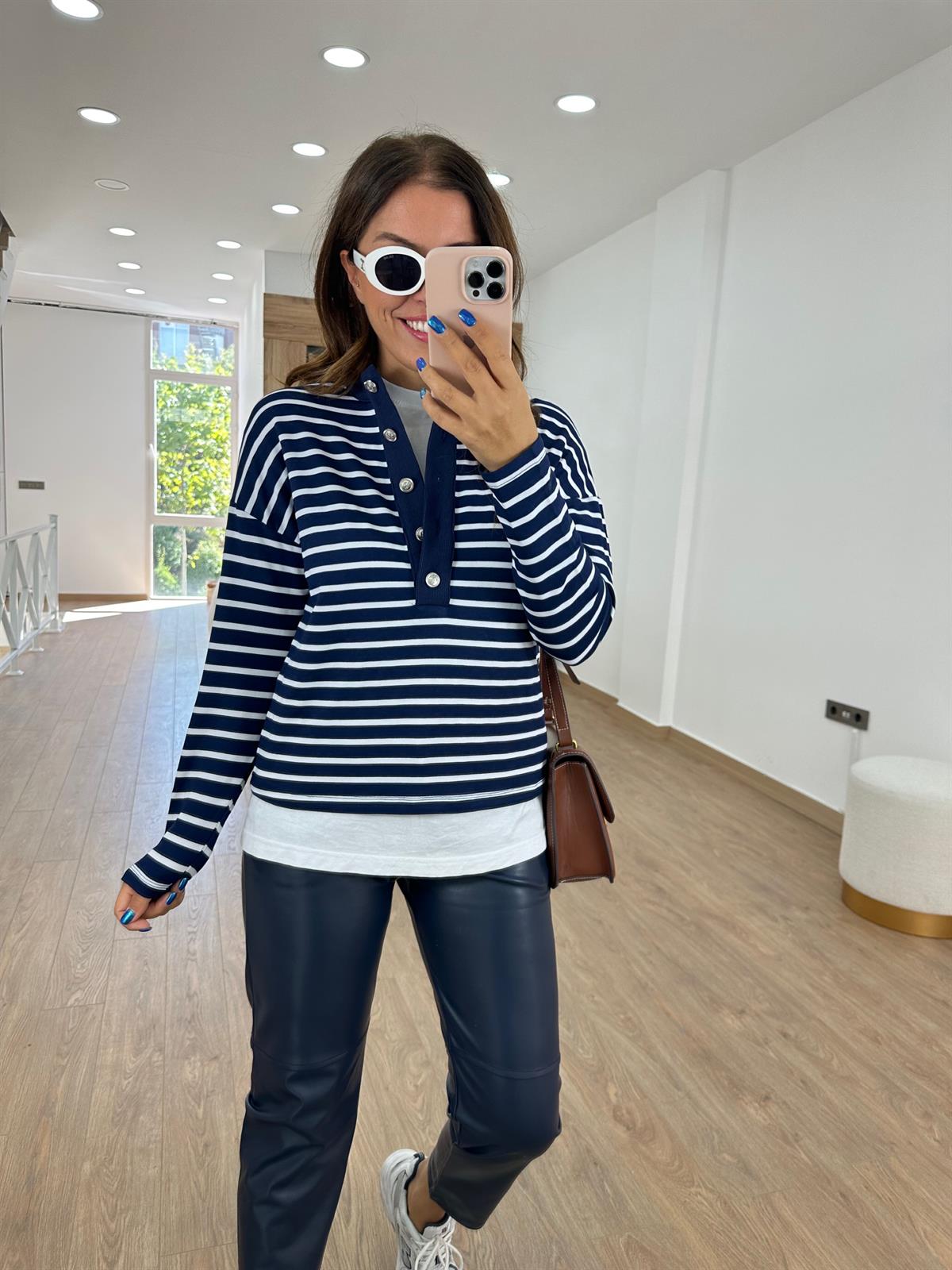 Marka Model Çizgili İnce Sweat