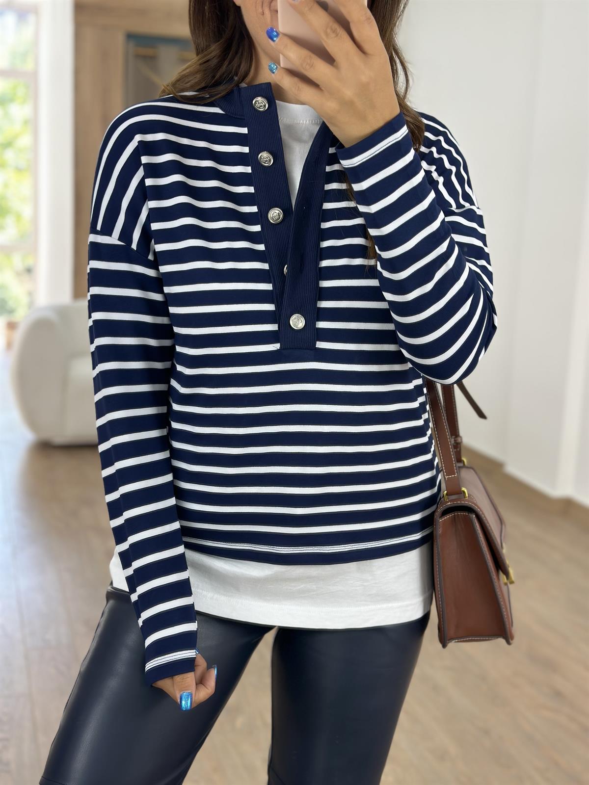 Marka Model Çizgili İnce Sweat