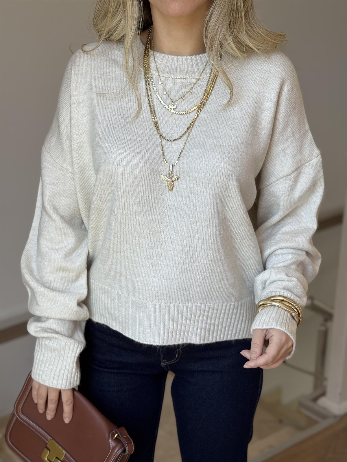 Marka Model Dekoratif Yaka Basic Kazak - Ekru