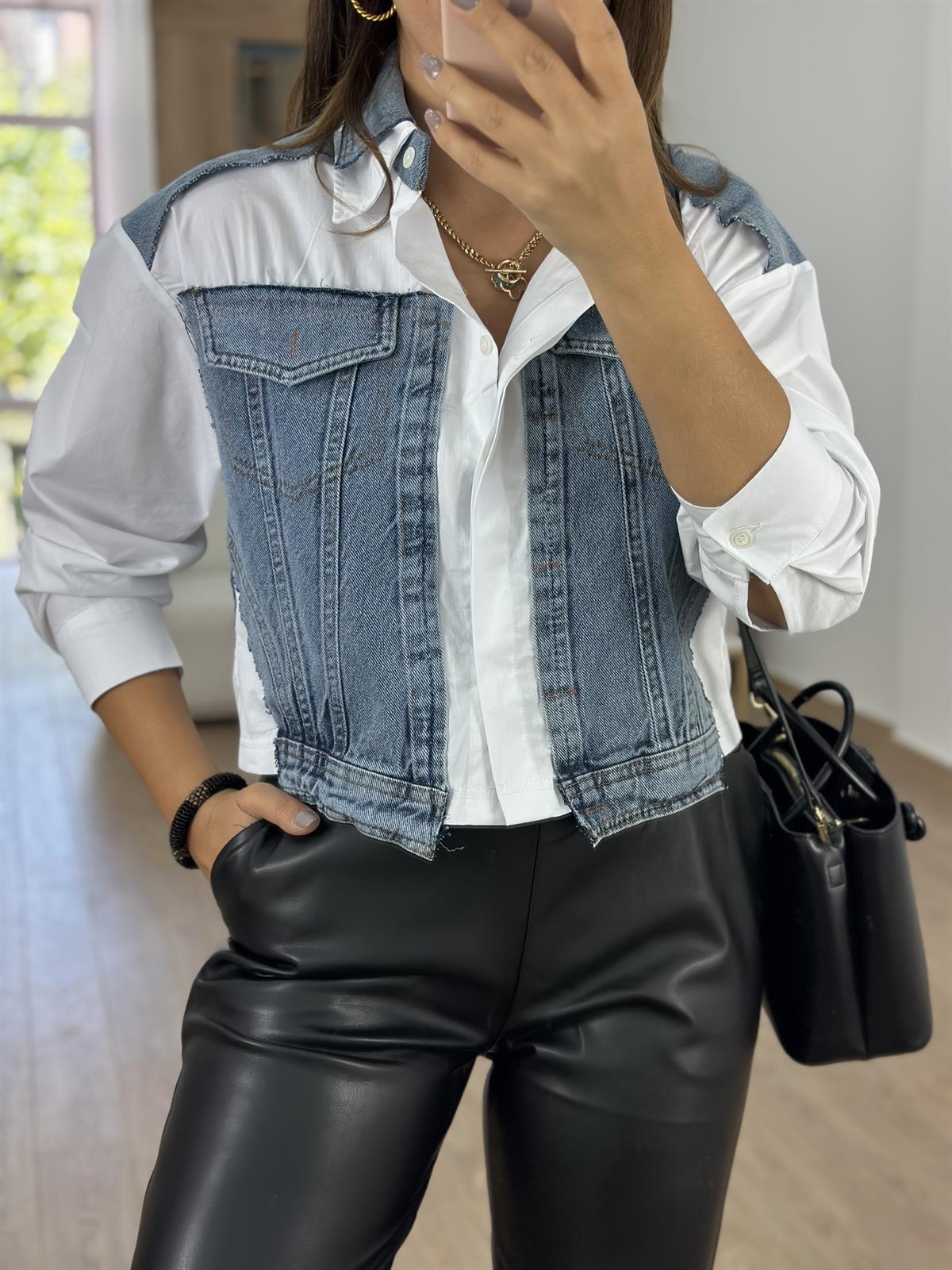 Marka Model Denim Detaylı Tasarım Gömlek Ceket