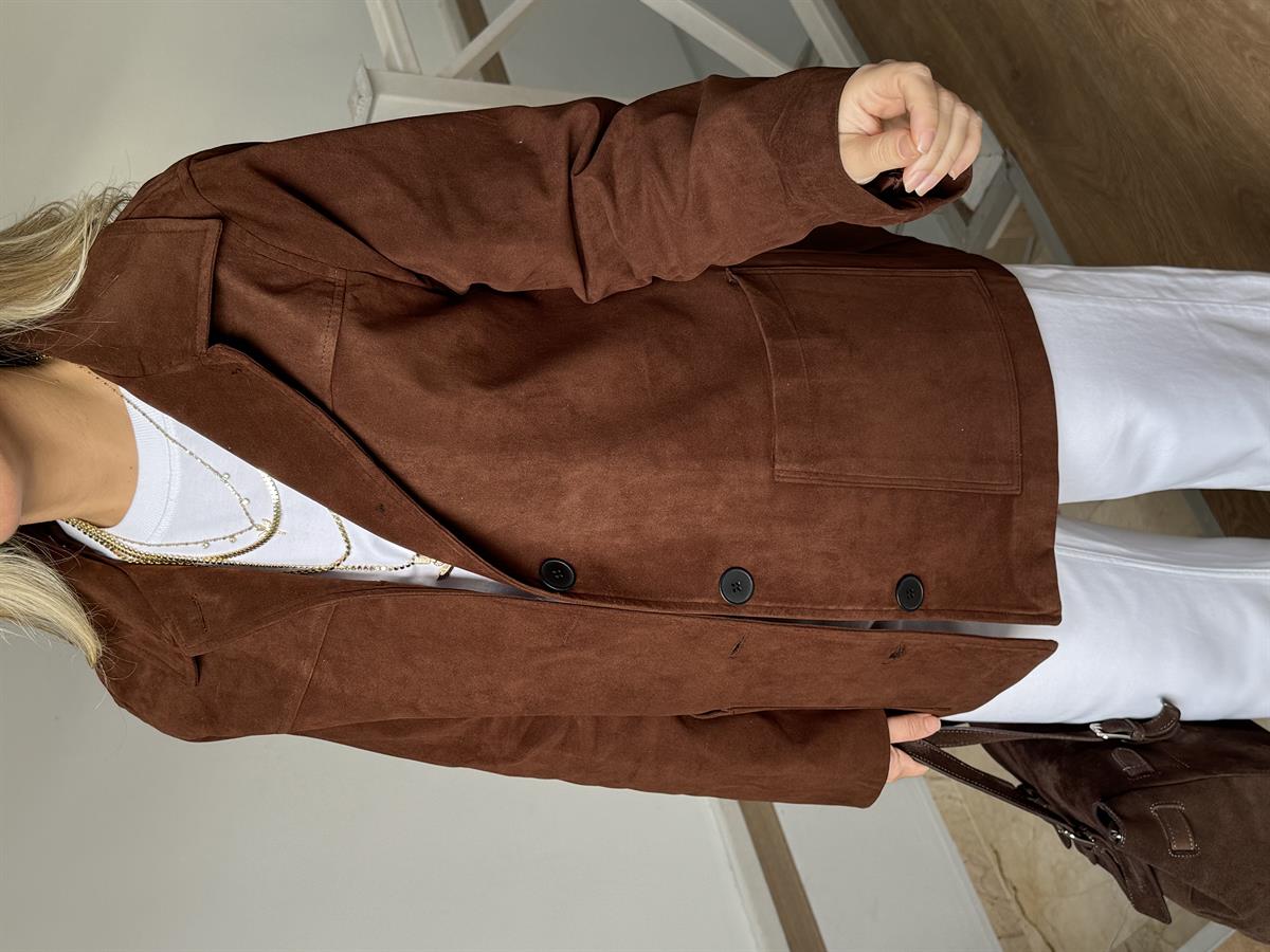 Marka Model Dikişli Süet Ceket 