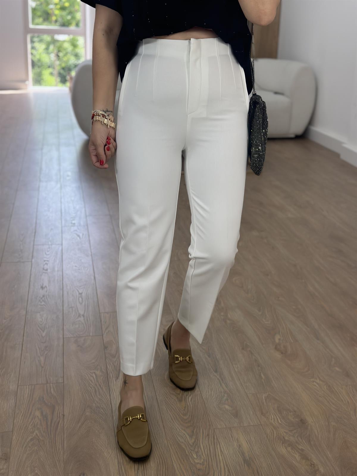 Marka Model Flatolu Pantolon-Beyaz