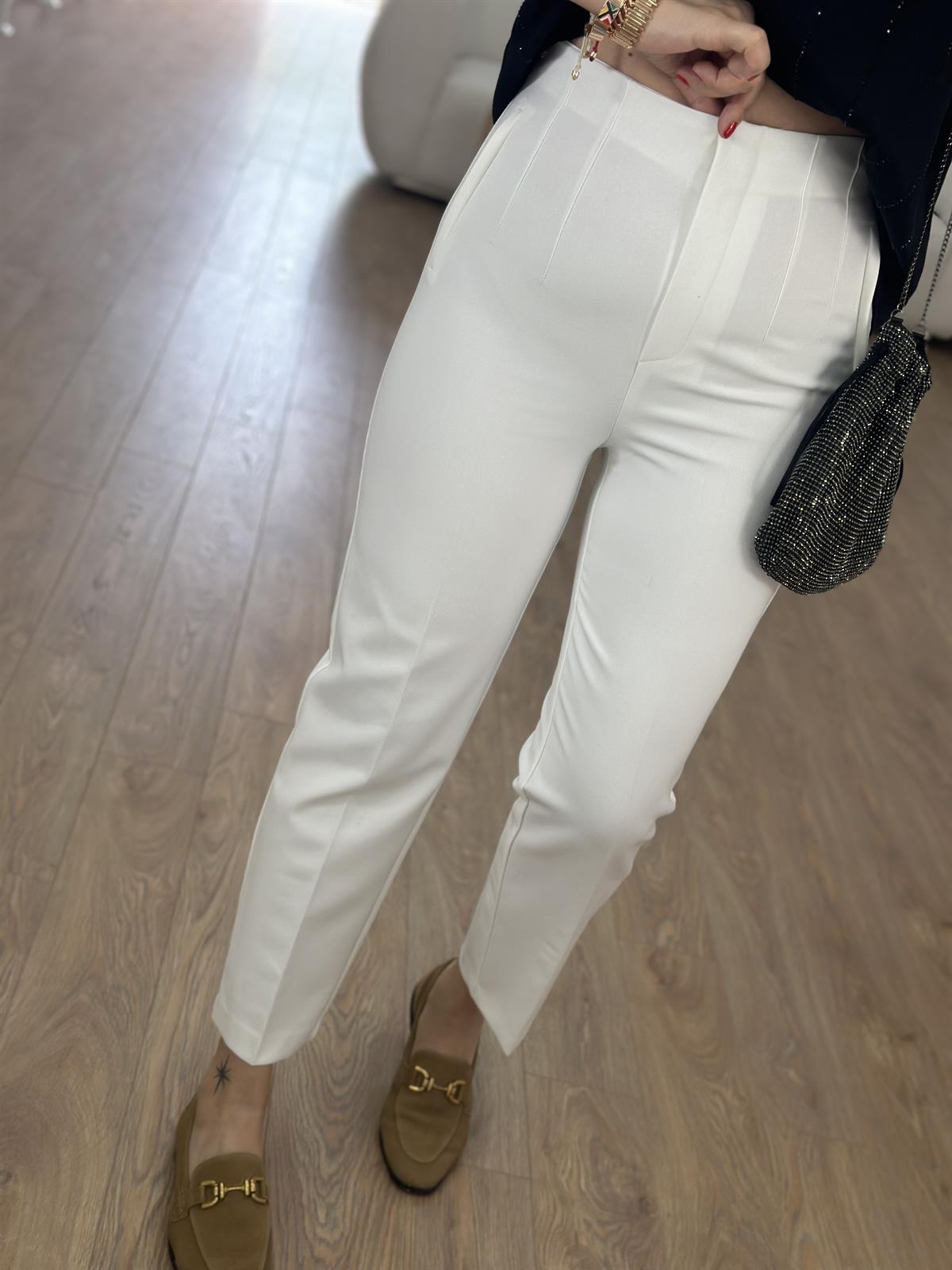 Marka Model Flatolu Pantolon-Beyaz