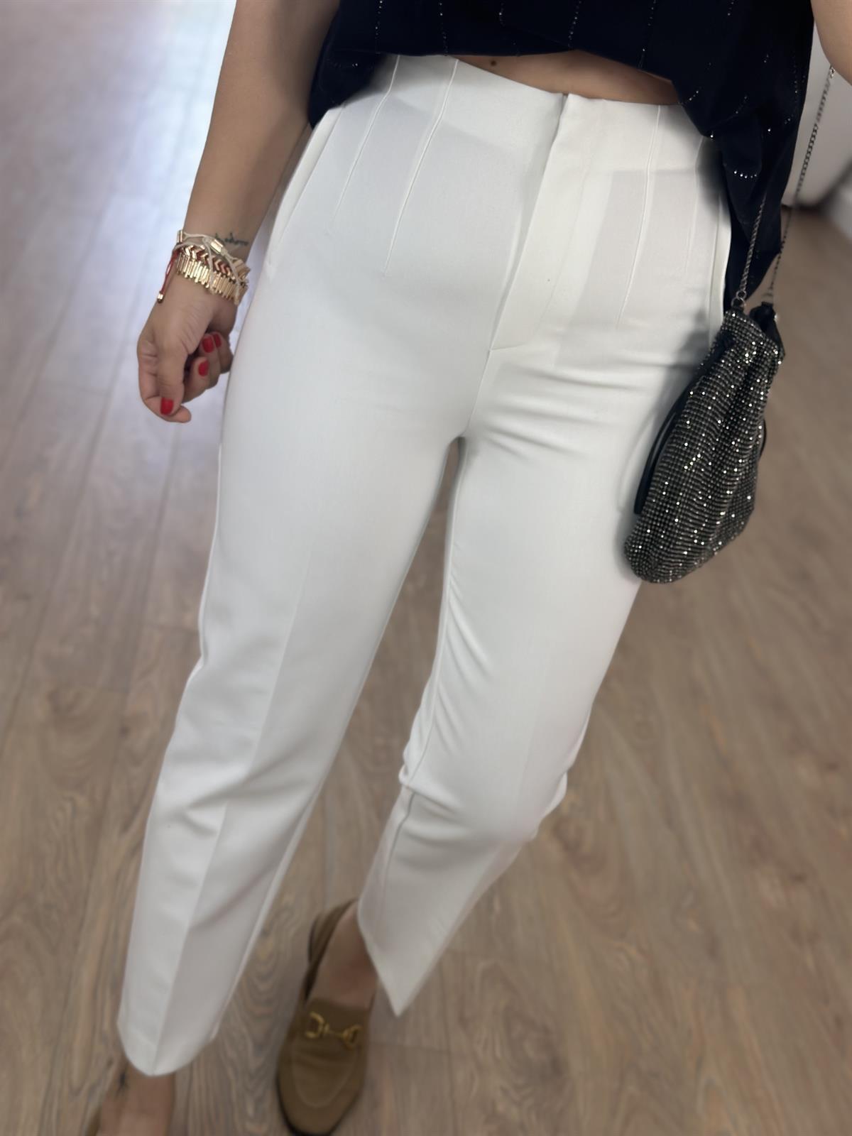 Marka Model Flatolu Pantolon-Beyaz