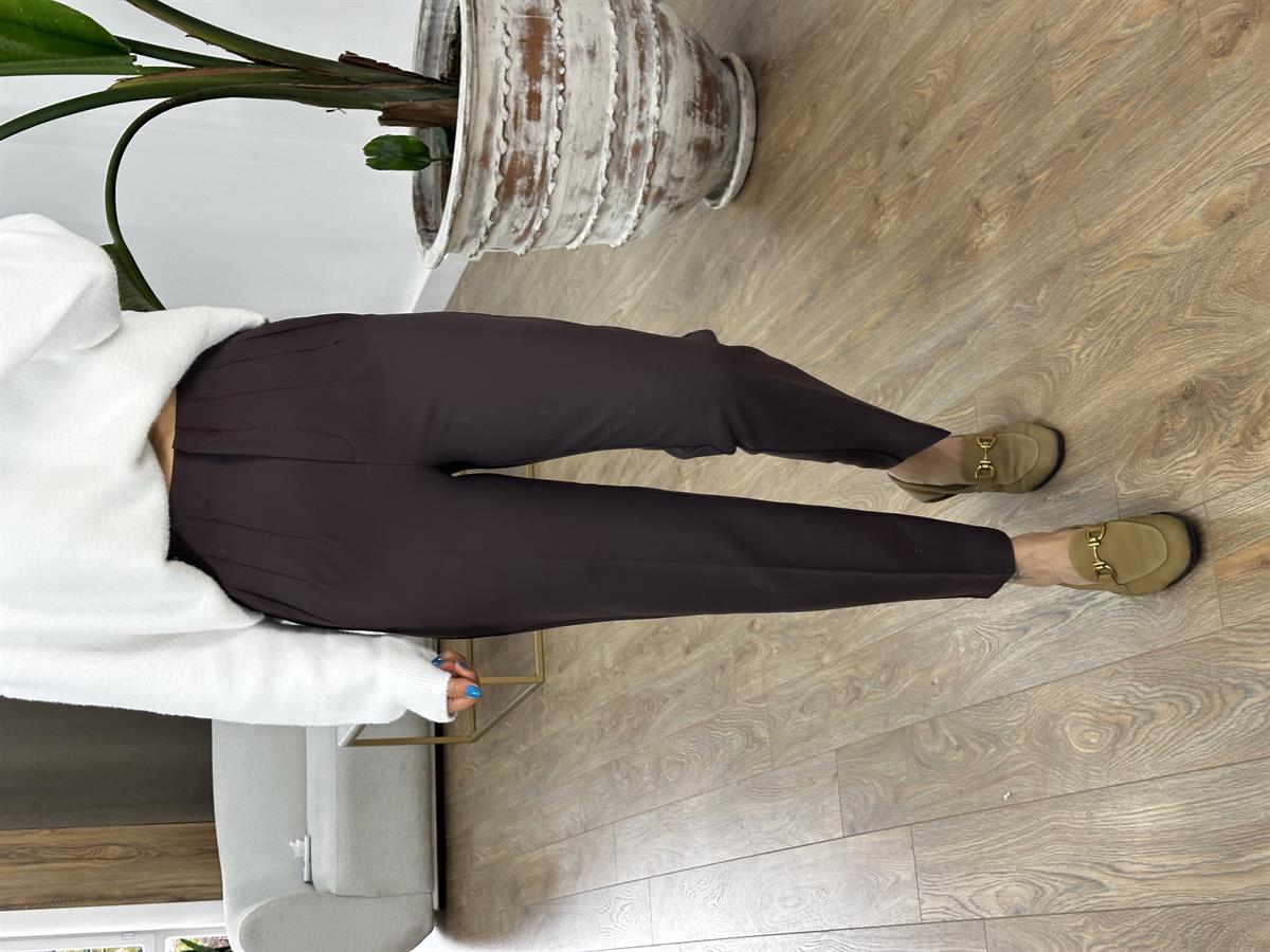 Marka Model Flatolu Pantolon - Kahve