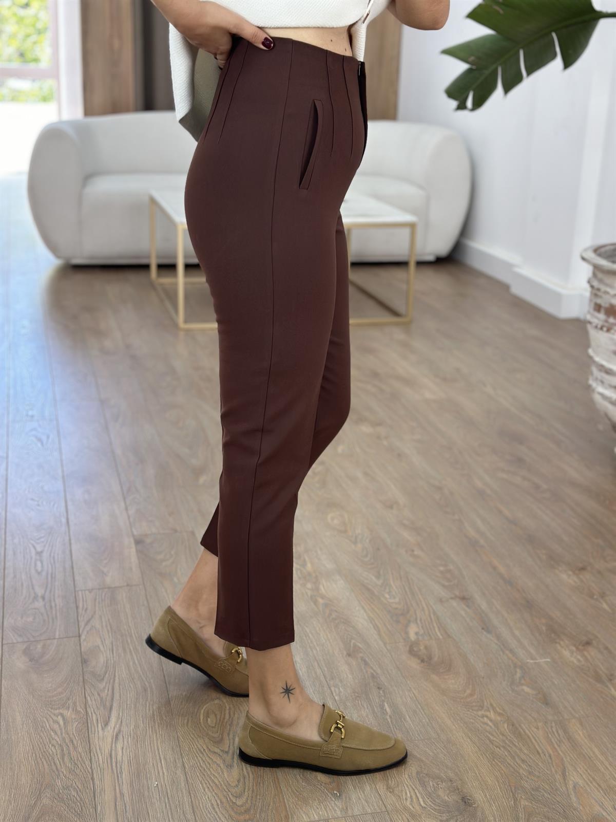 Marka Model Flatolu Pantolon - Kahverengi