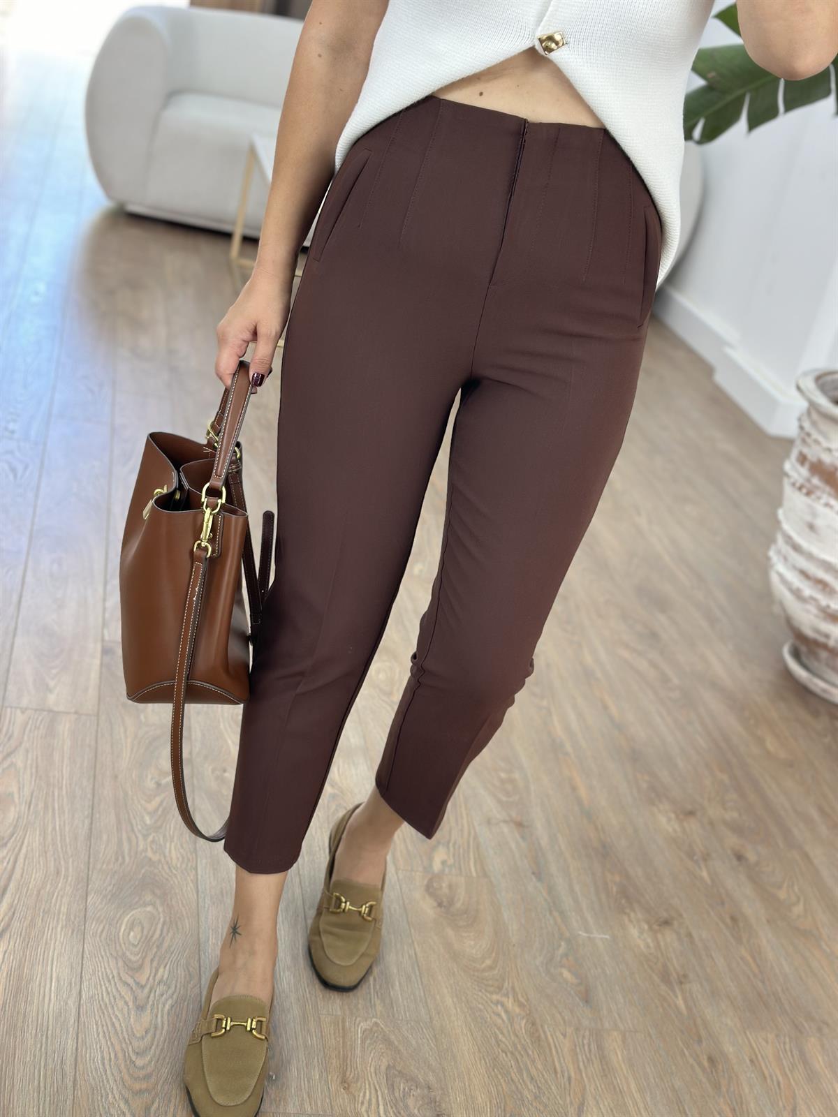 Marka Model Flatolu Pantolon - Kahverengi