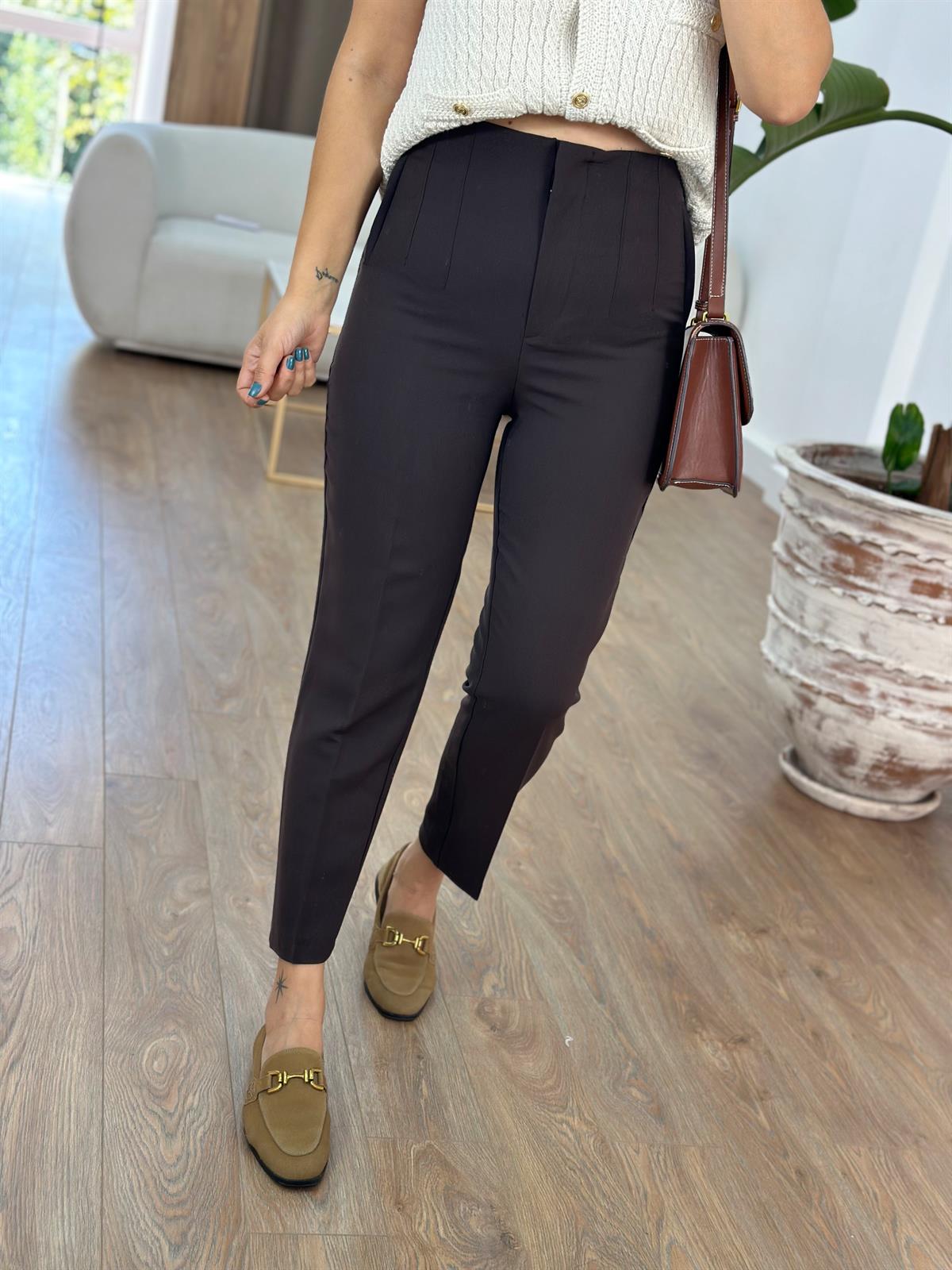 Marka Model Flatolu Pantolon - Kahverengi