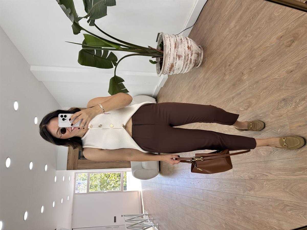 Marka Model Flatolu Pantolon - Kahverengi