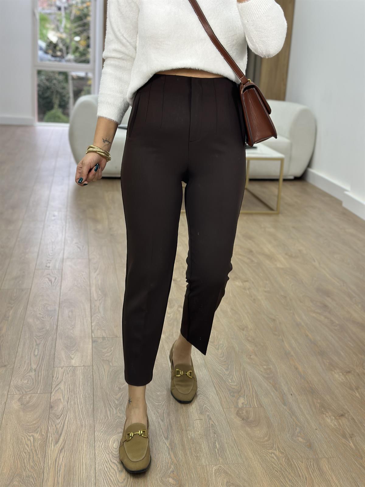 Marka Model Flatolu Pantolon-Kahverengi