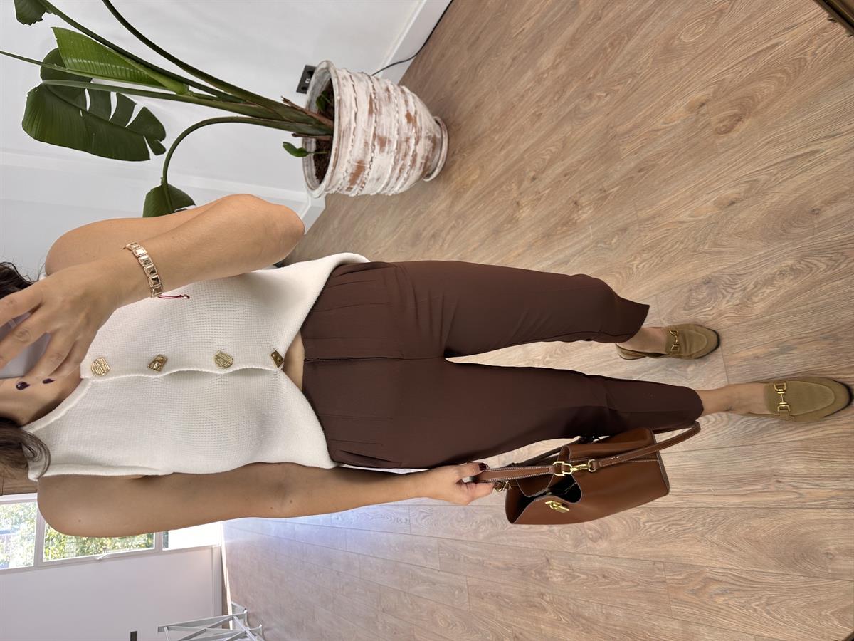 Marka Model Flatolu Pantolon - Kahverengi