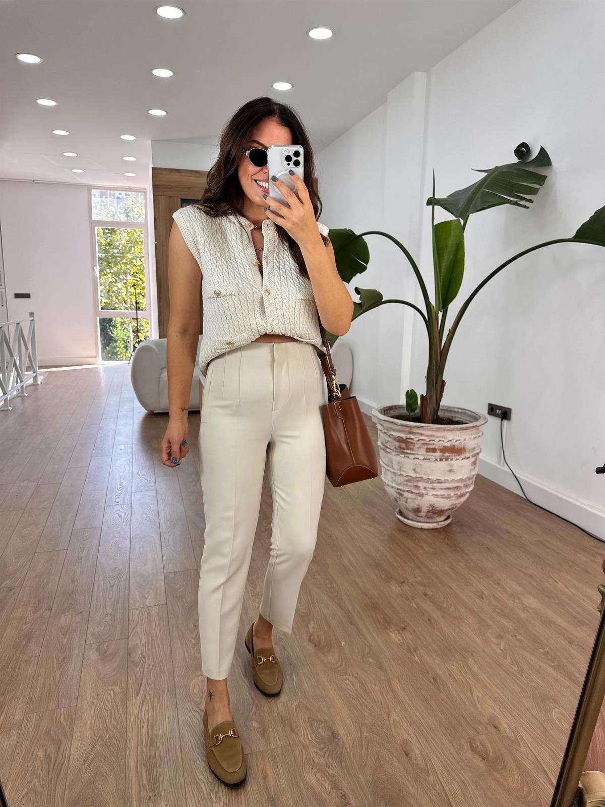 Marka Model Flatolu Pantolon - Taş