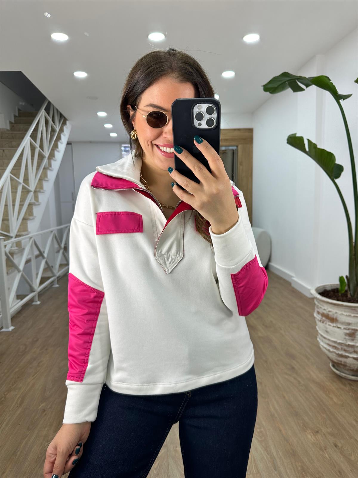 Marka Model Fuşya Garnili Sweatshirt