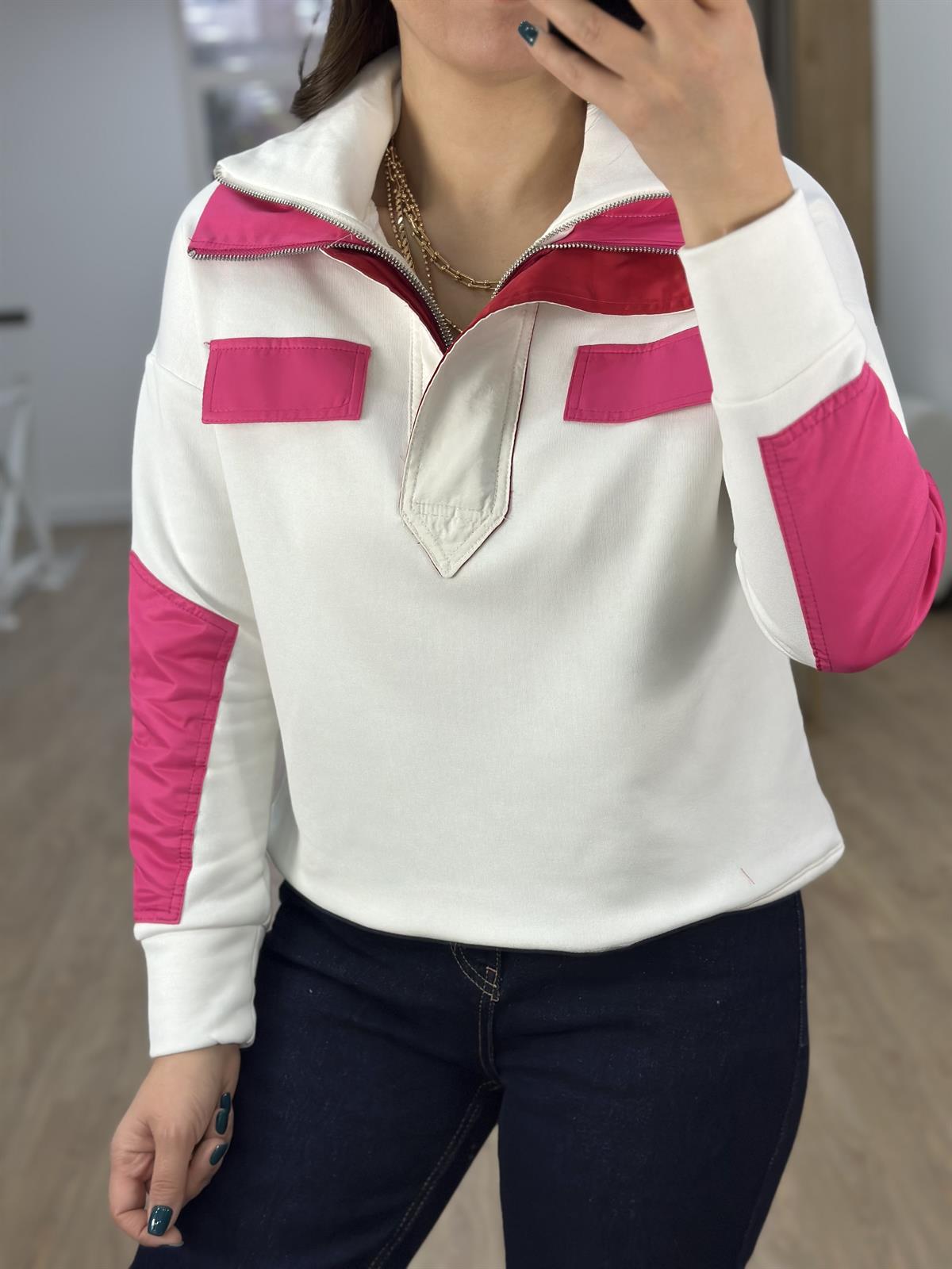 Marka Model Fuşya Garnili Sweatshirt