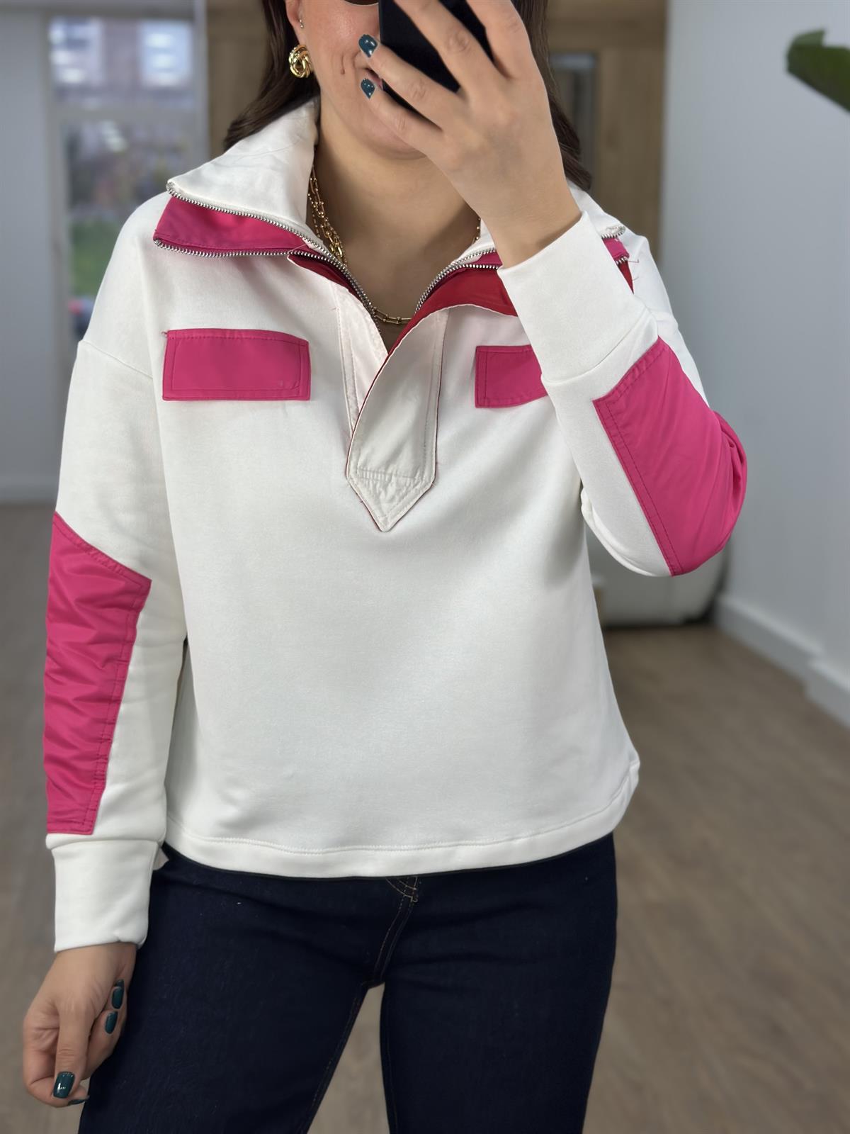 Marka Model Fuşya Garnili Sweatshirt