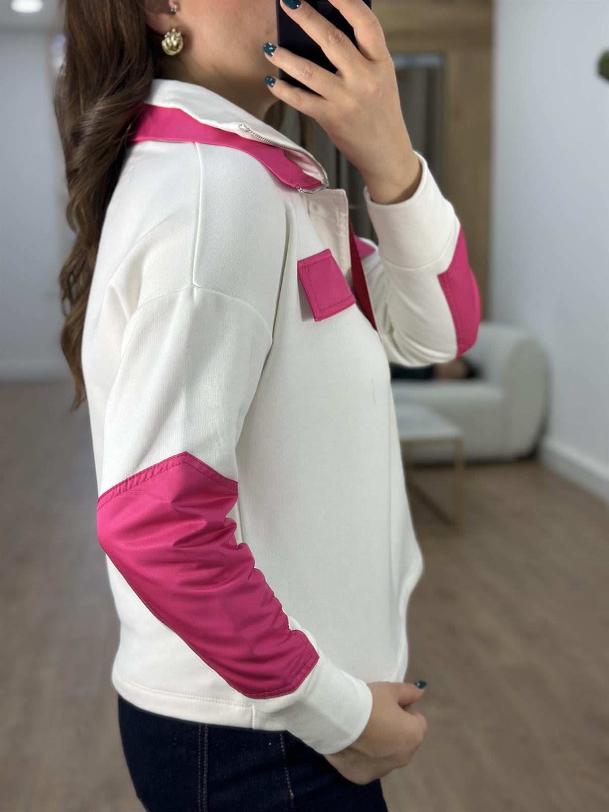 Marka Model Fuşya Garnili Sweatshirt