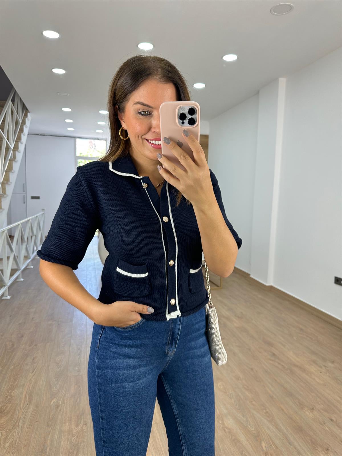 Marka Model Gold Düğmeli Premium Hırka- Lacivert