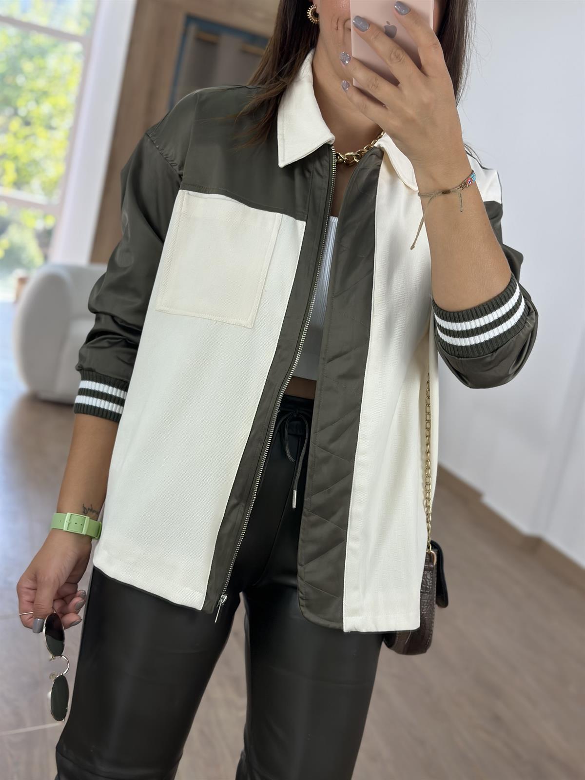 Marka Model İçi Astarlı Garnili Ceket- Haki