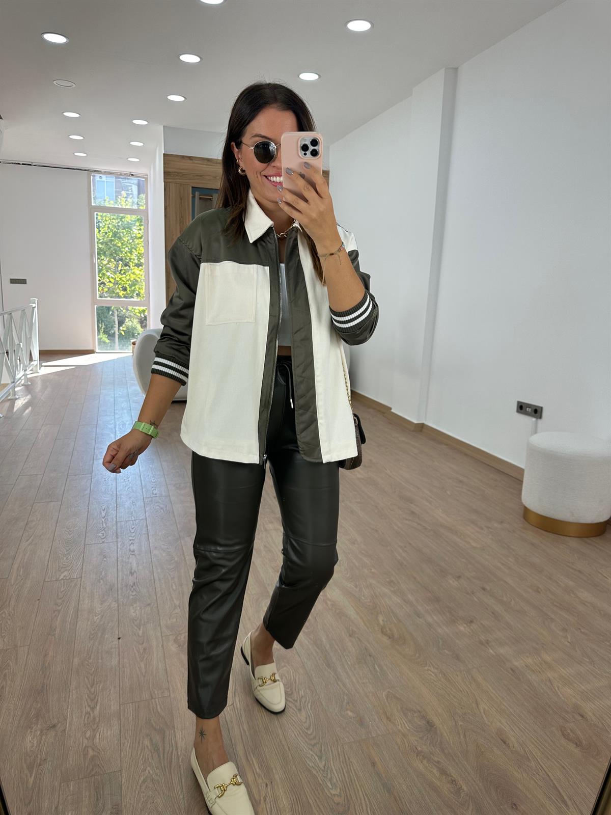 Marka Model İçi Astarlı Garnili Ceket- Haki