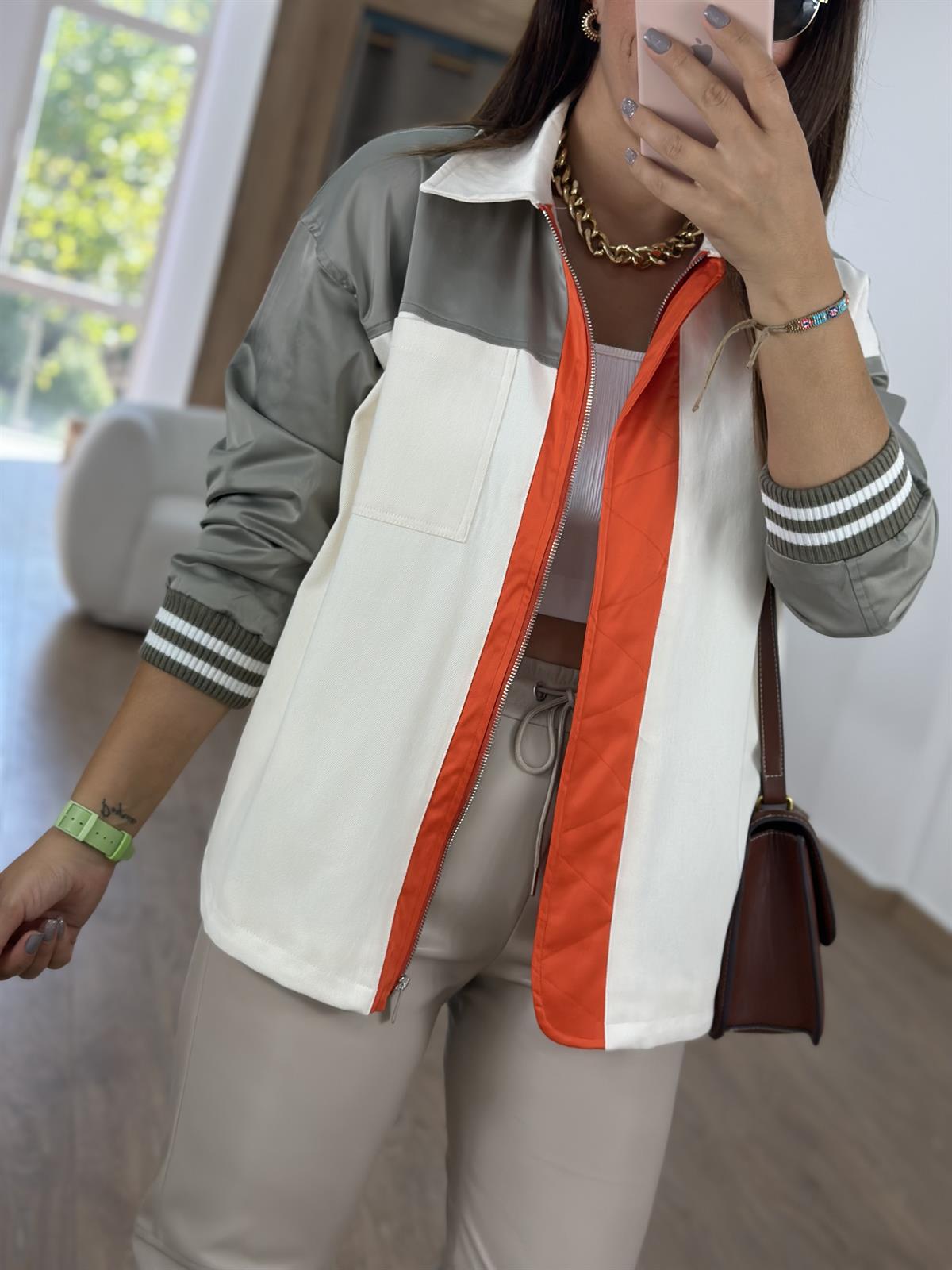 Marka Model İçi Astarlı Garnili Ceket - Turuncu