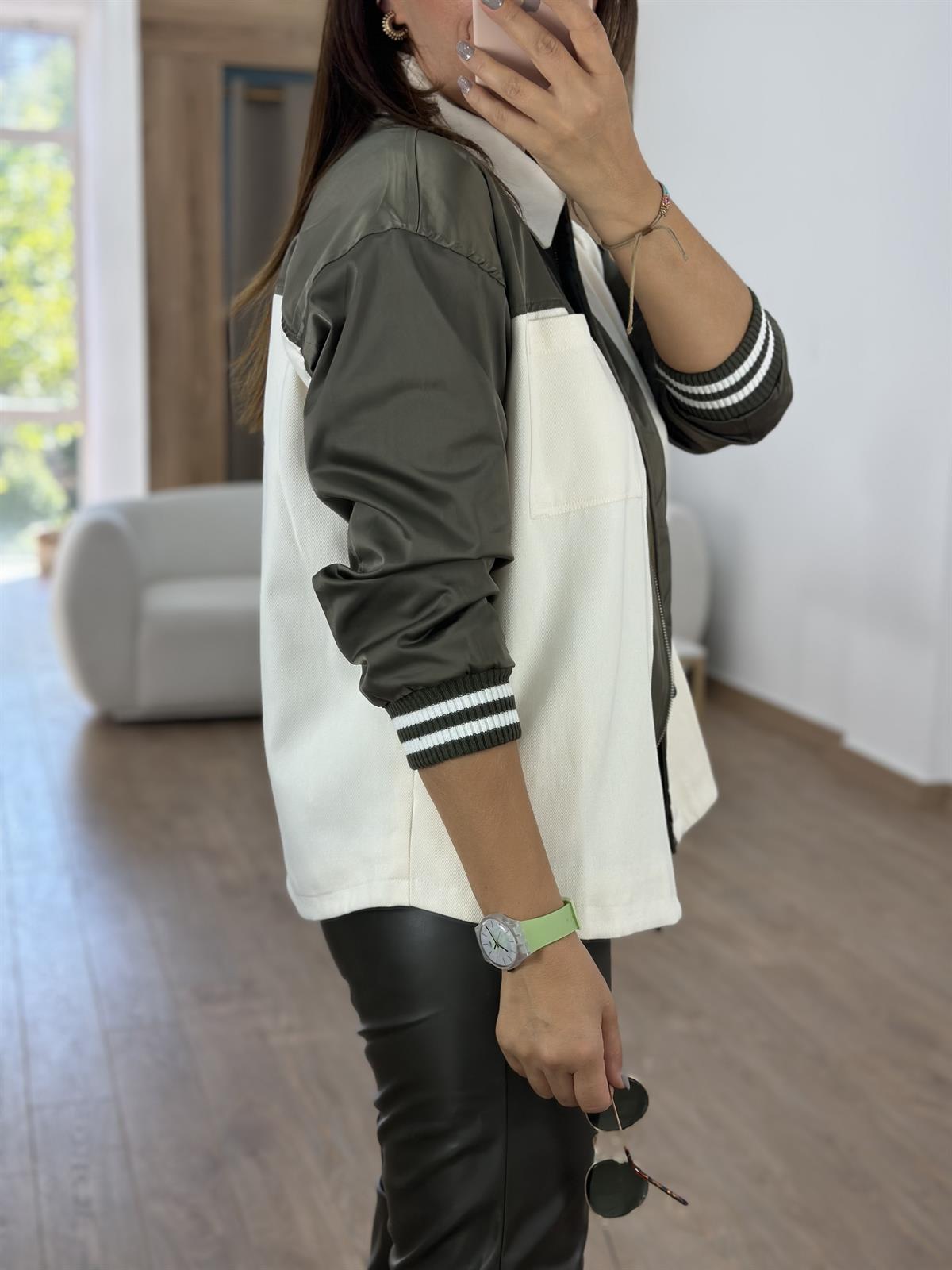 Marka Model İçi Astarlı Garnili Ceket- Haki