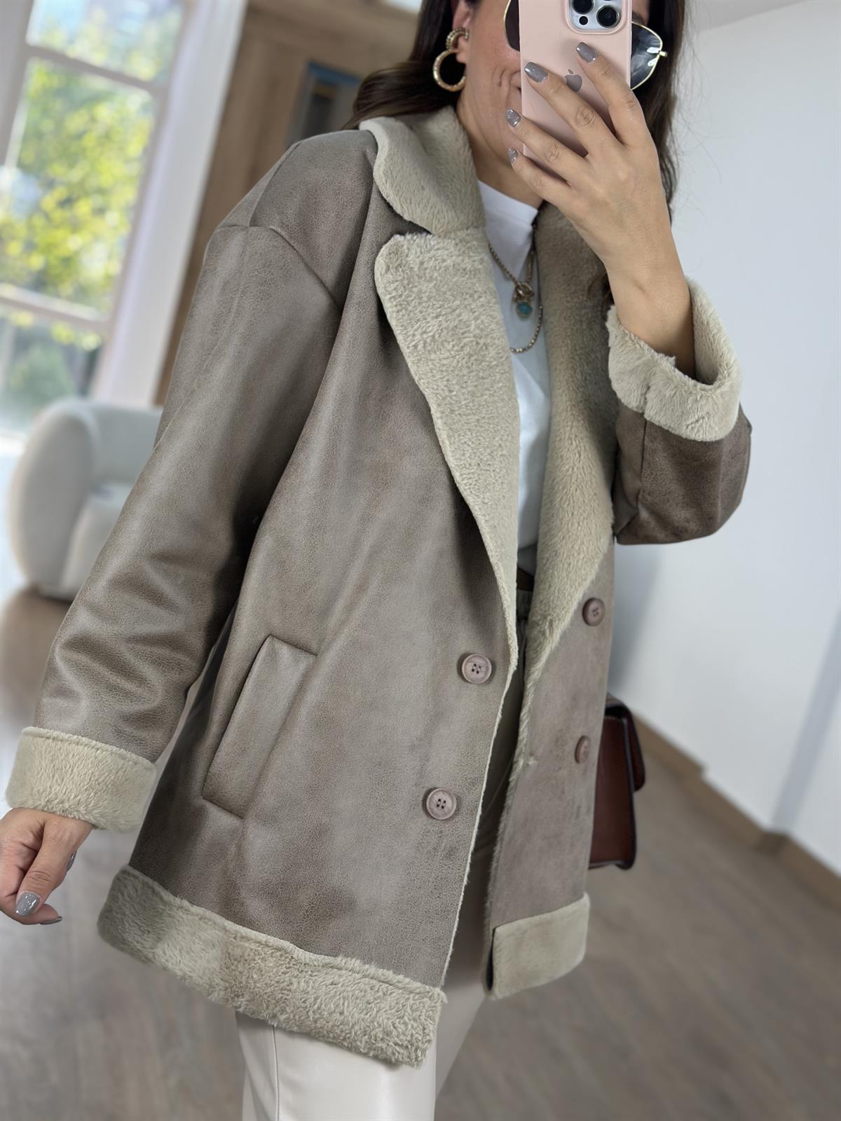 Marka Model İçi Kürklü Mont-Bej