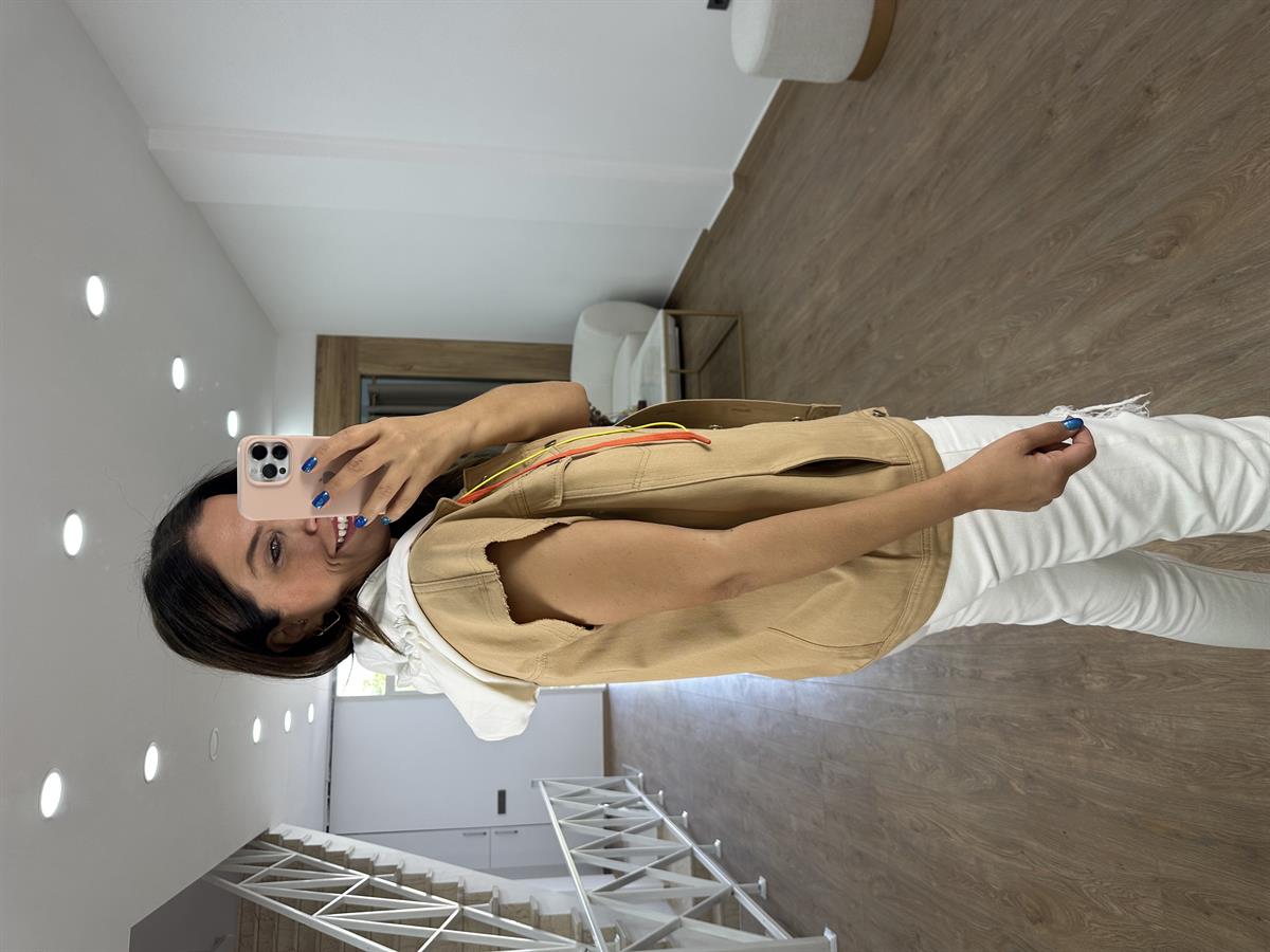 Marka Model Kapüşonlu Tasarım Yelek-Camel