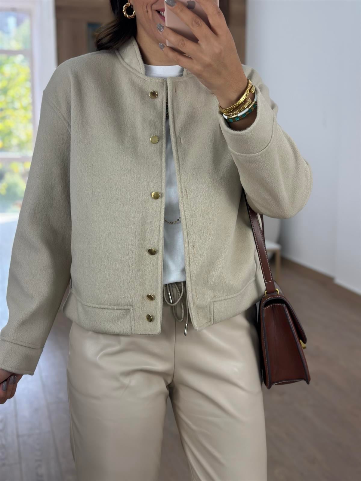 Marka Model Kaşe Bomber Ceket- Bej