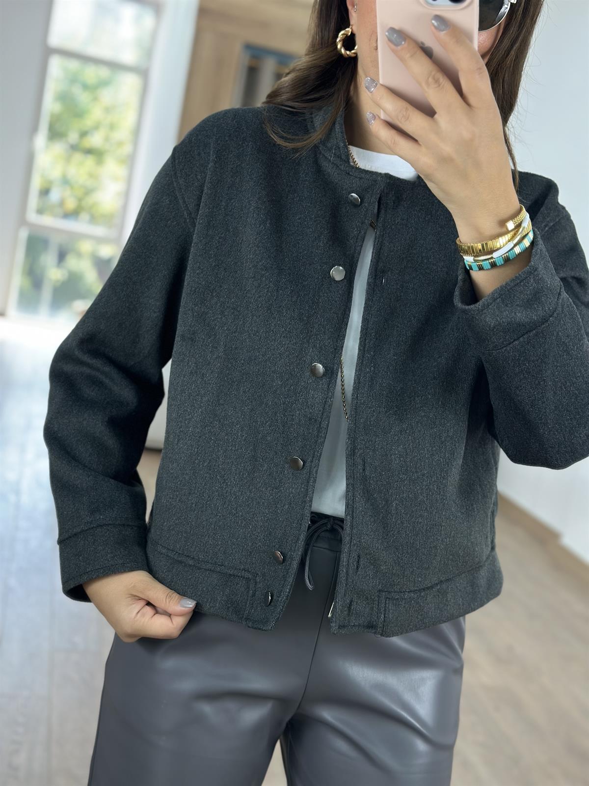 Marka Model Kaşe Bomber Ceket - Gri