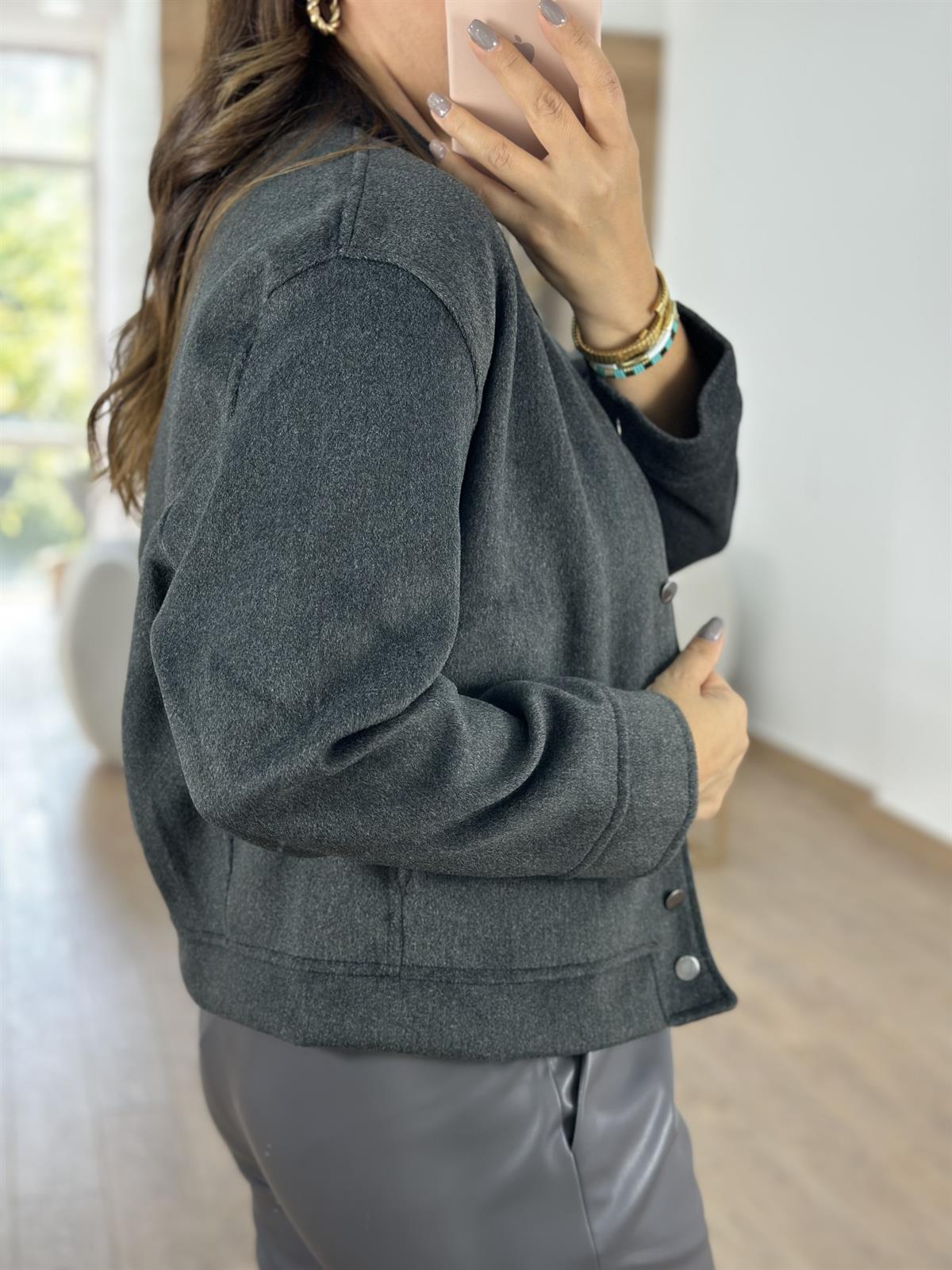 Marka Model Kaşe Bomber Ceket - Gri