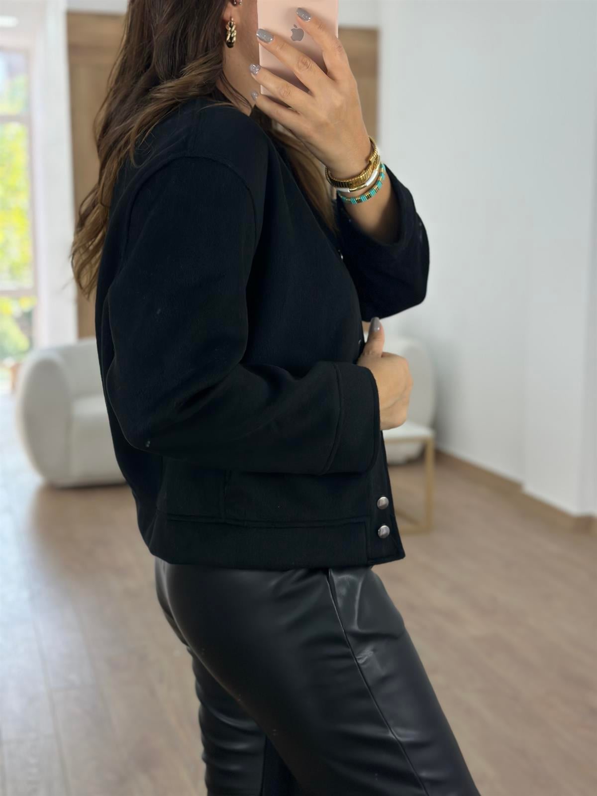 Marka Model Kaşe Bomber Ceket - Siyah