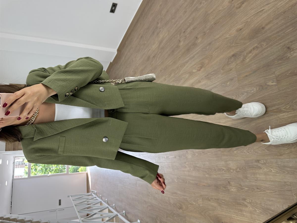 Marka Model Keten Pantolon-Haki