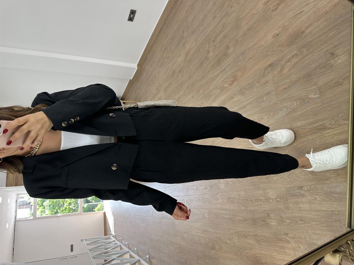 Marka Model Keten Pantolon-Siyah