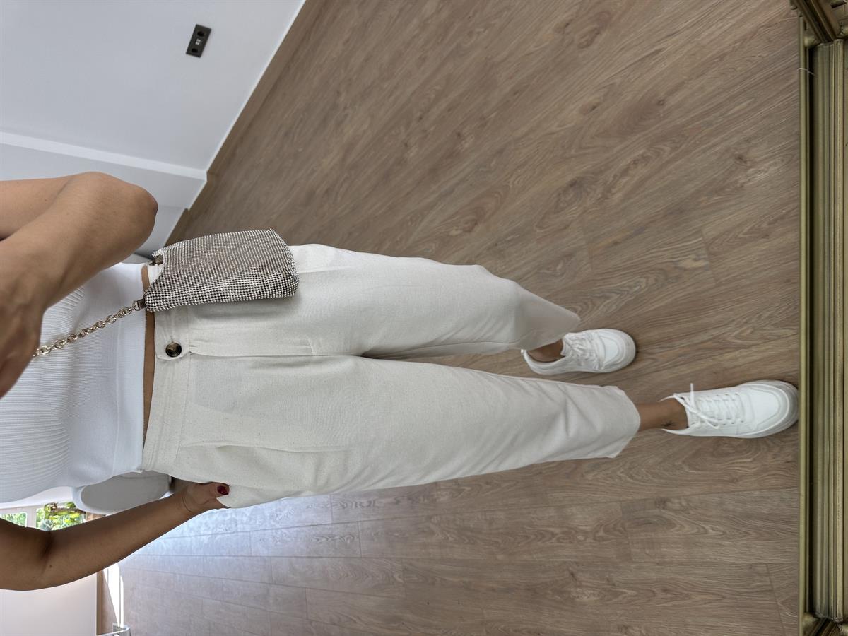 Marka Model Keten Pantolon-Taş
