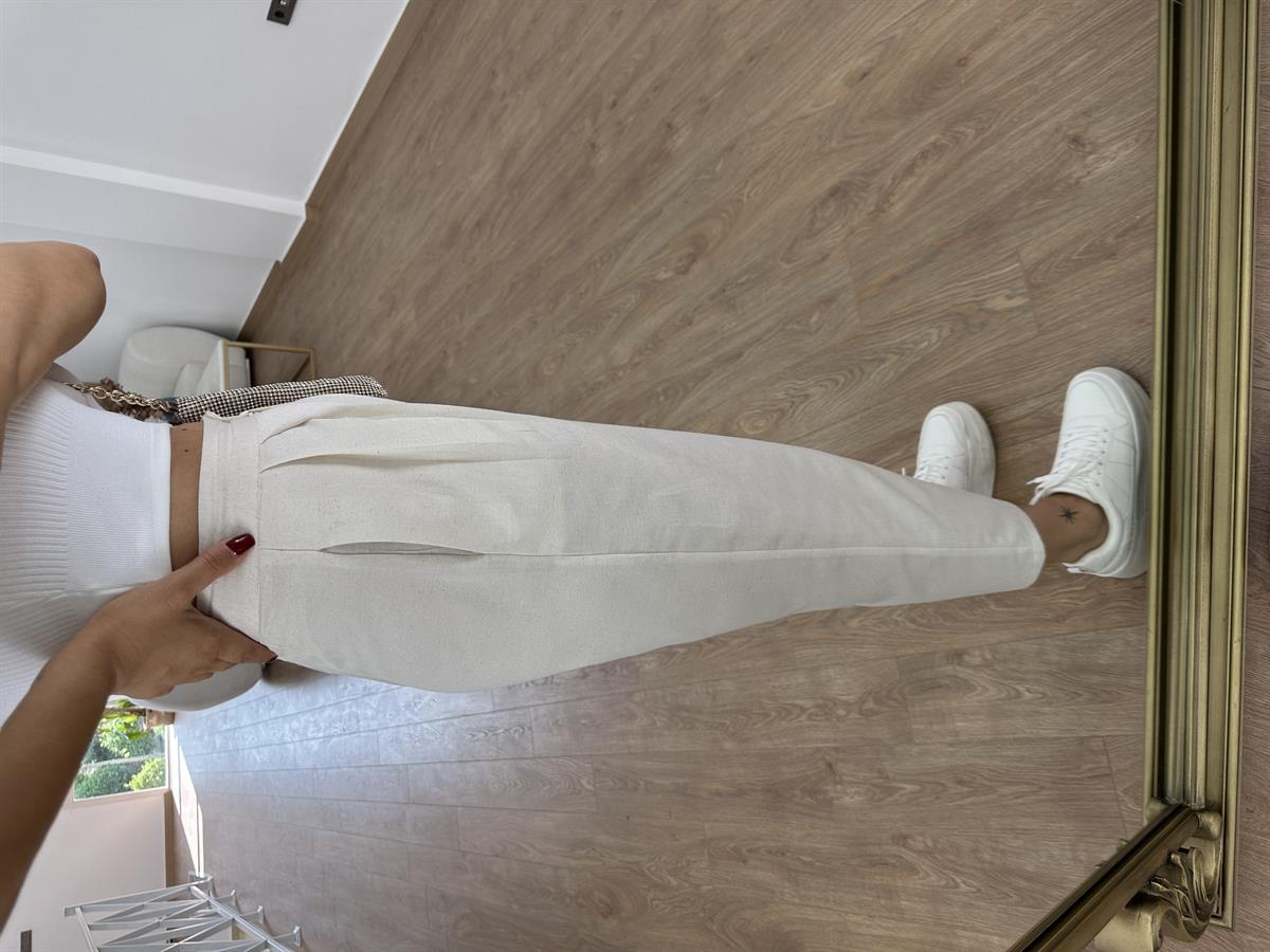 Marka Model Keten Pantolon-Taş