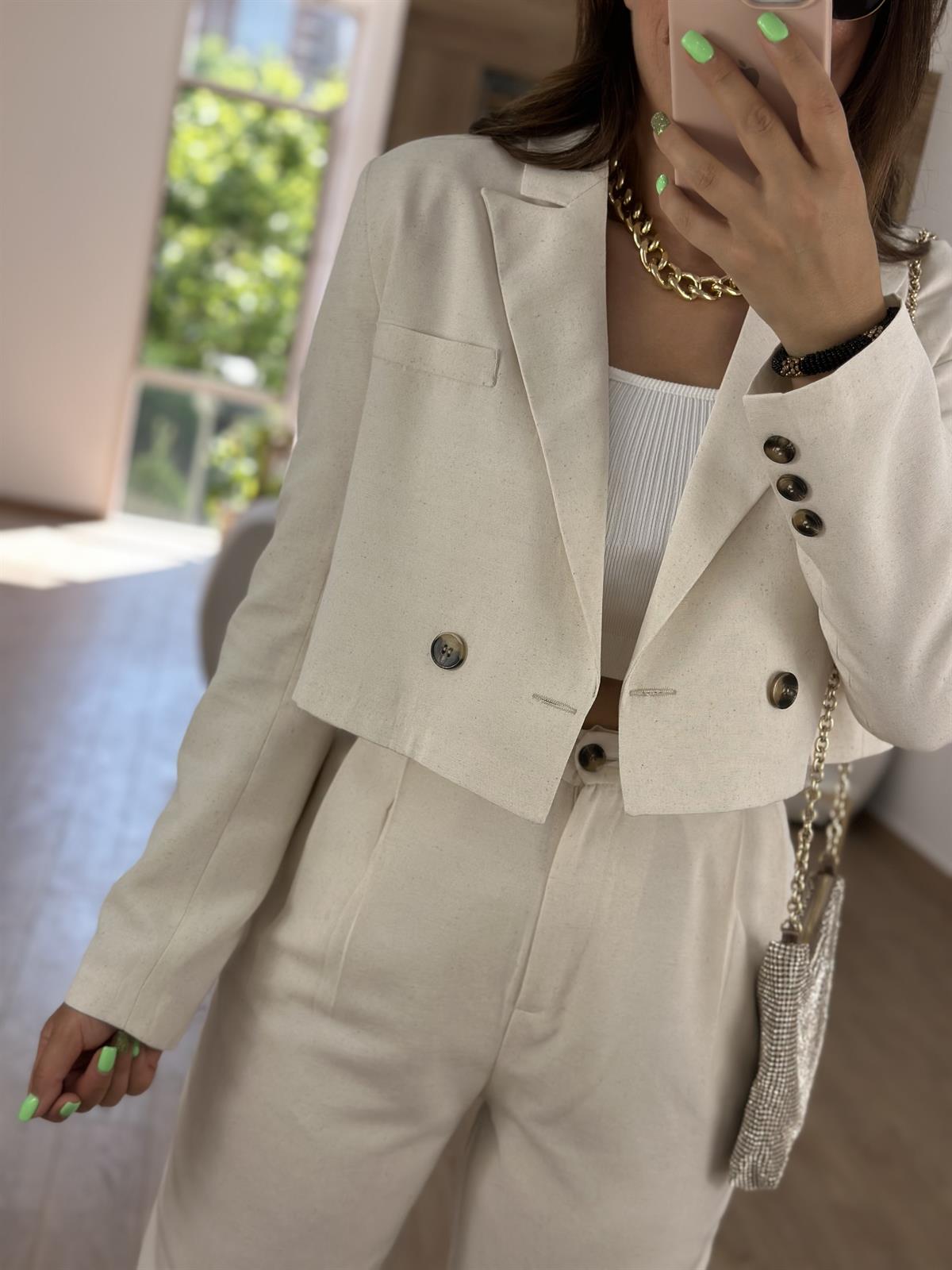 Marka Model Kısa Ceketli Takım-Taş