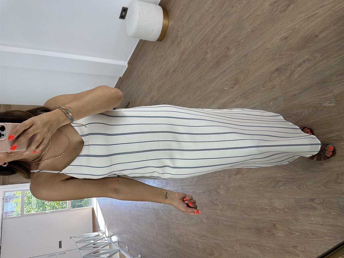 Marka Model Lacivert Çizgili Elbise