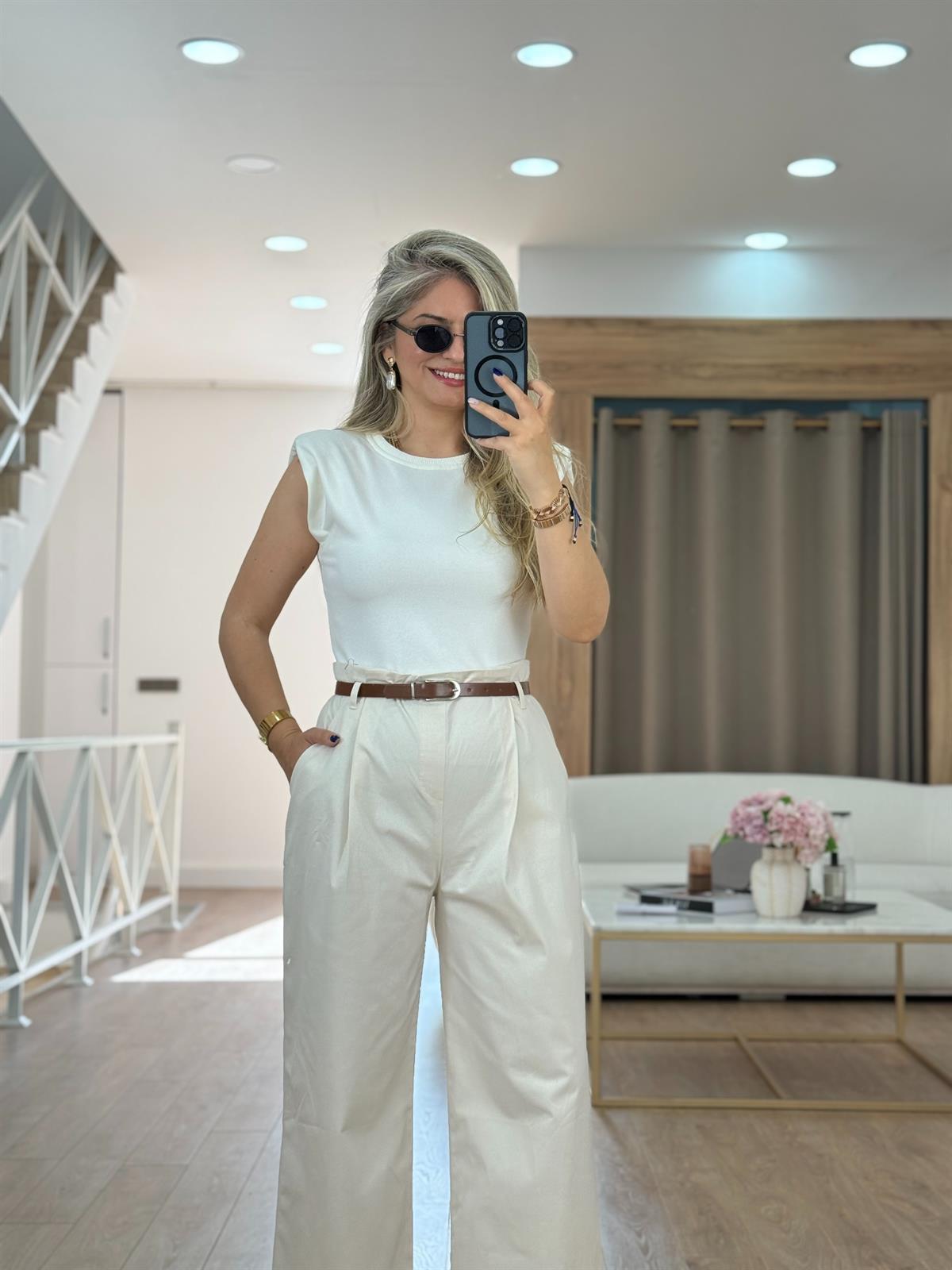 Marka Model Likralı Kemerli Tulum