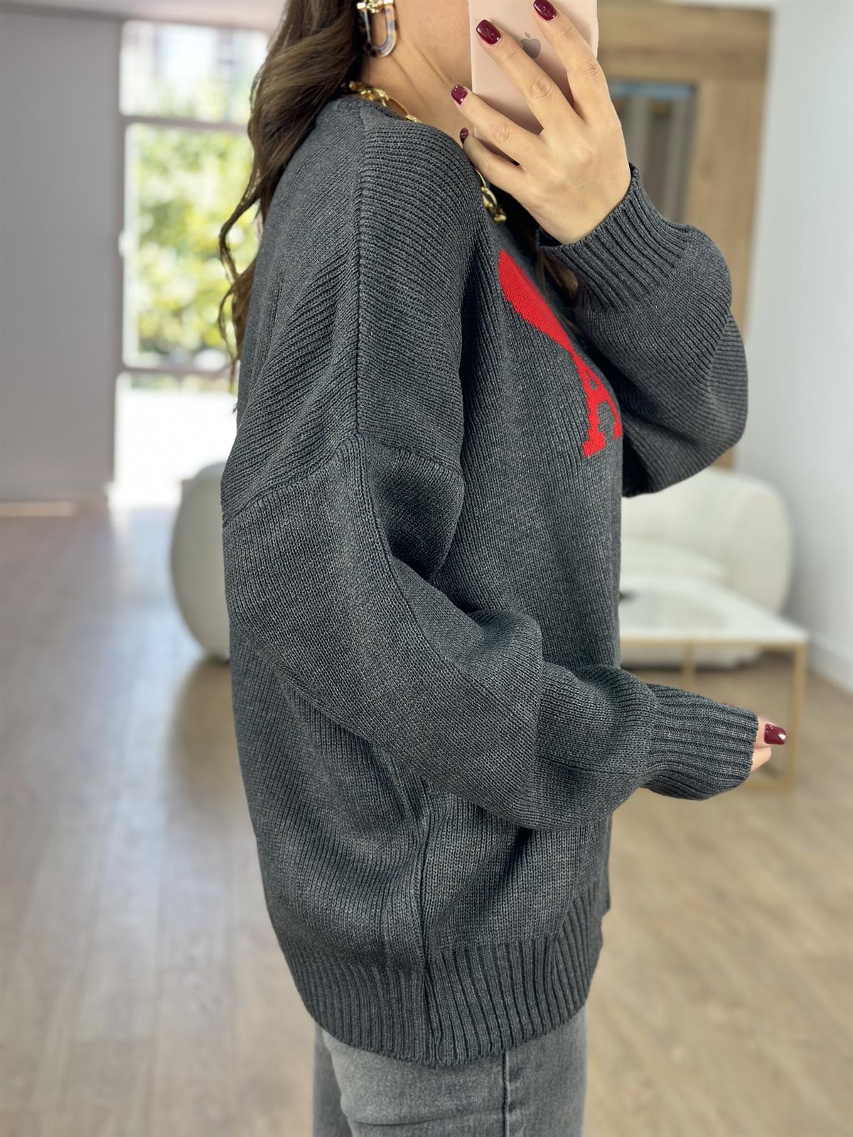 Marka Model Logolu Kazak-Gri