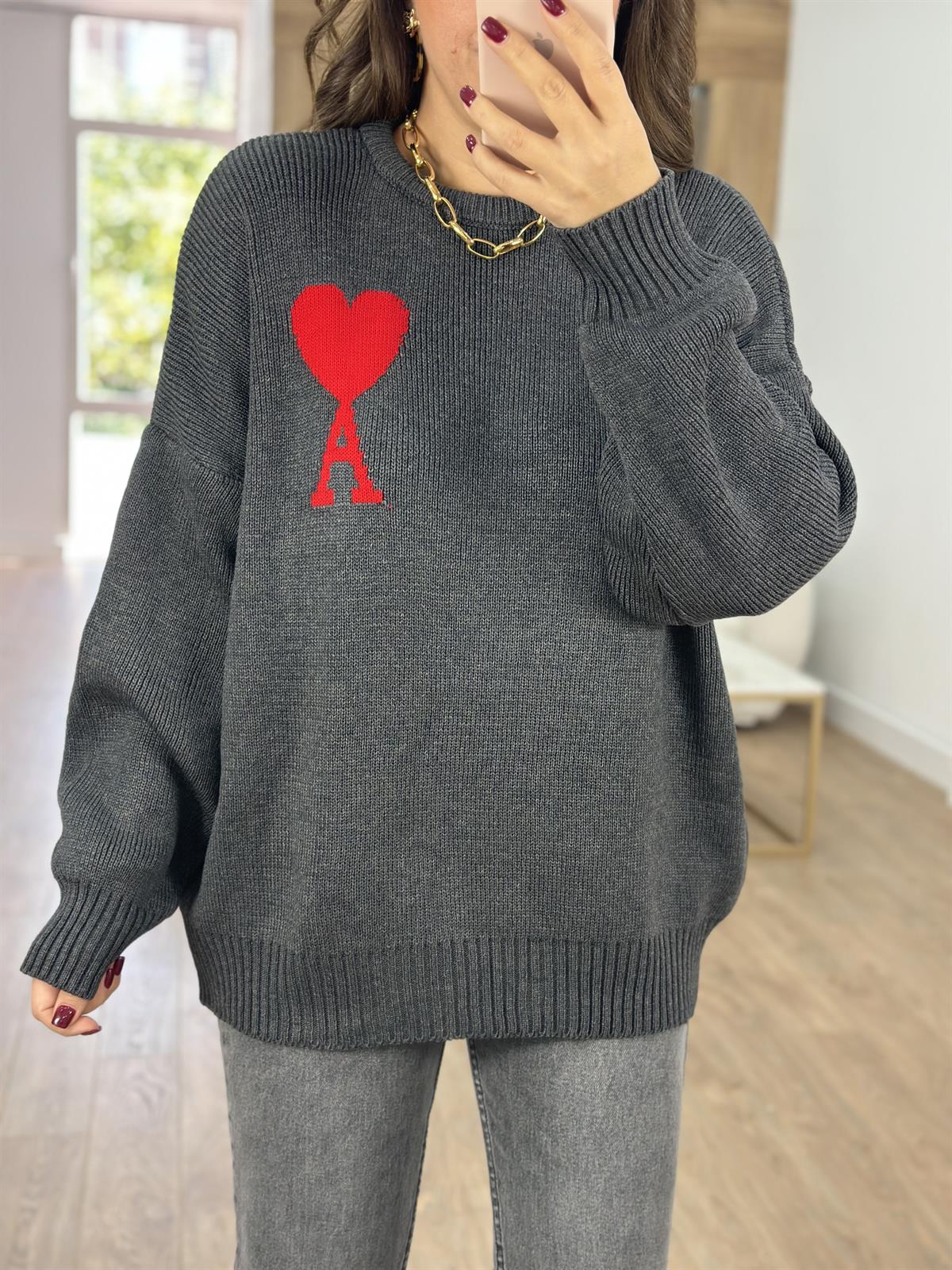 Marka Model Logolu Kazak-Gri