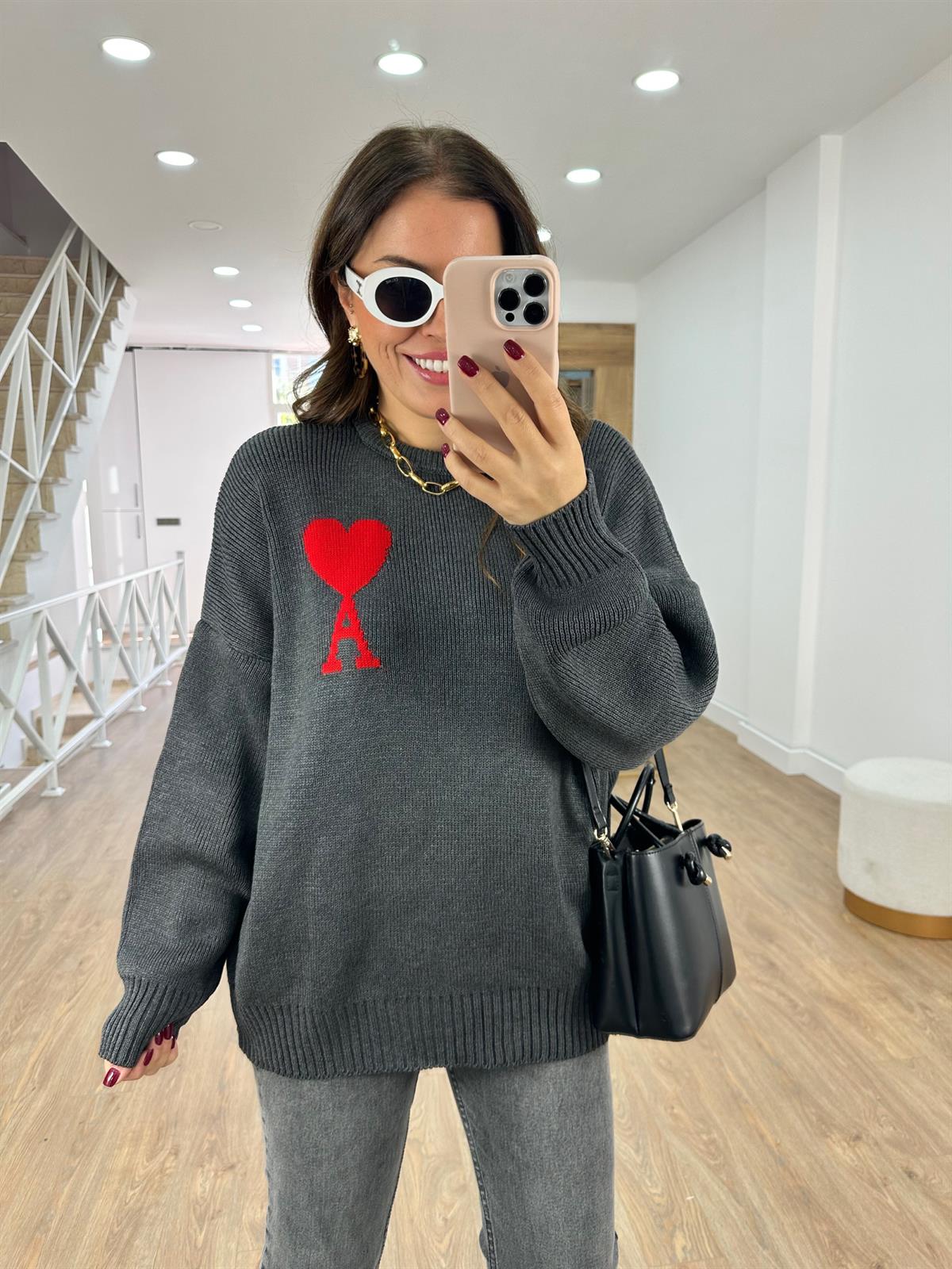 Marka Model Logolu Kazak-Gri