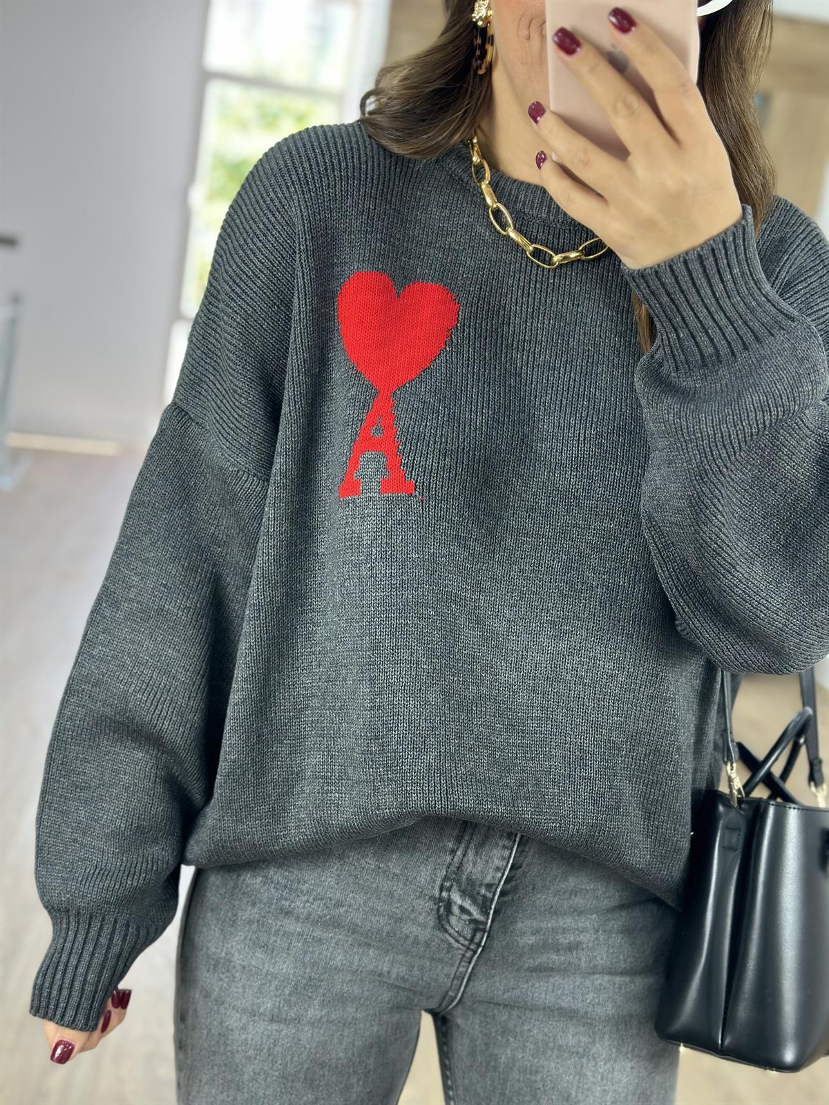 Marka Model Logolu Kazak-Gri