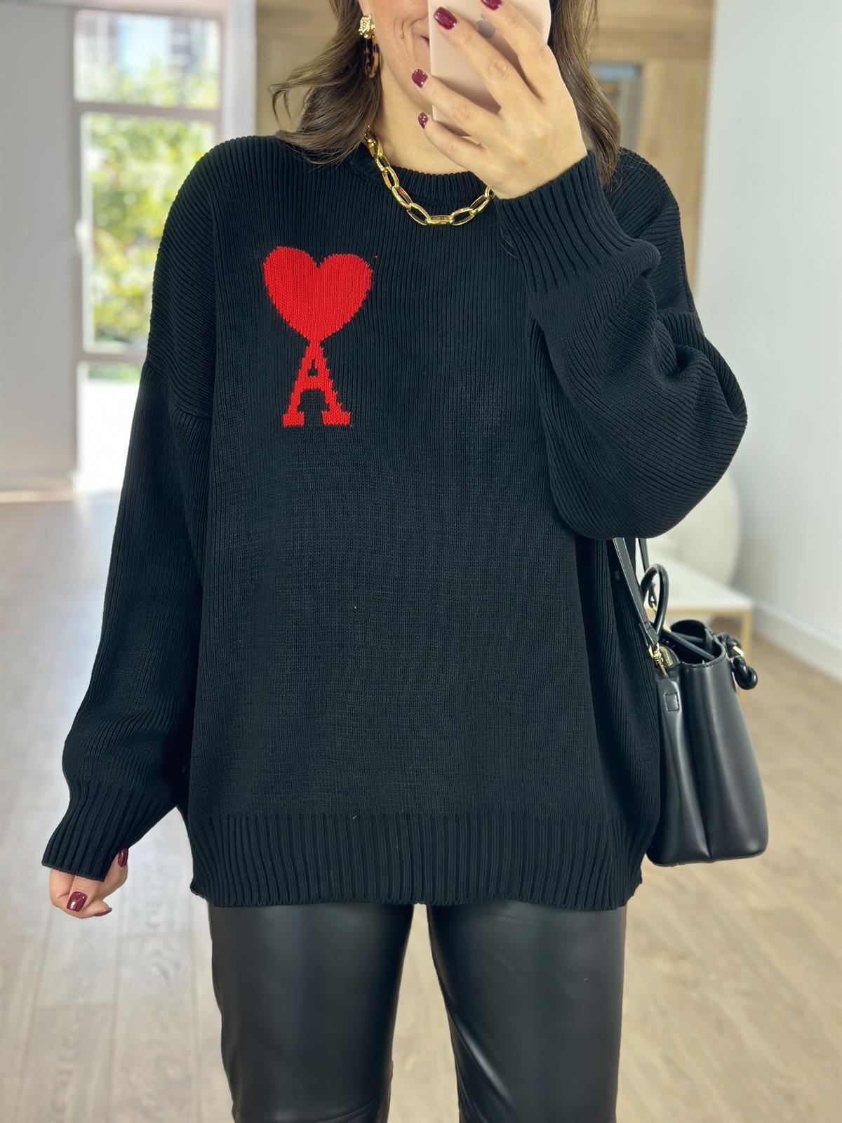 Marka Model Logolu Kazak-Siyah