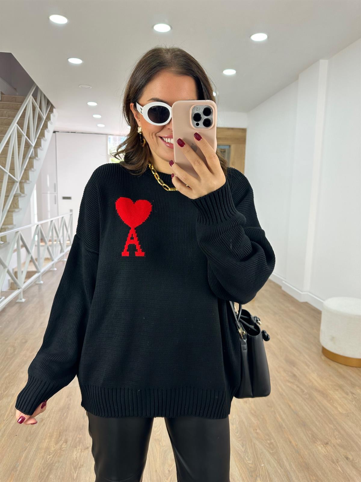 Marka Model Logolu Kazak-Siyah