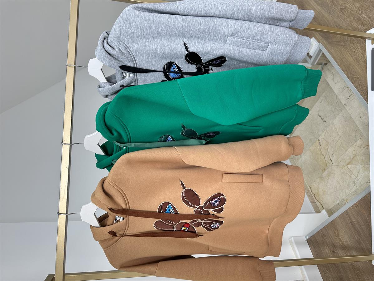 Marka Model Nakış Detaylı Swetshirt-Gri