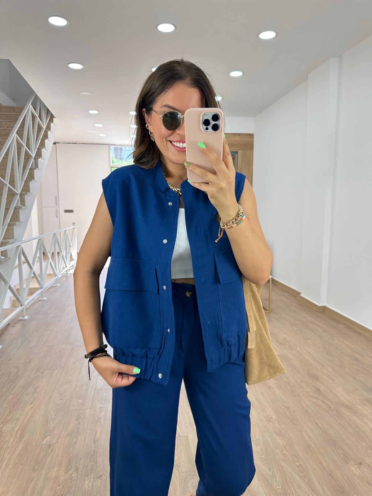 Marka Model Önü Çıtçıtlı Yelek-Lacivert